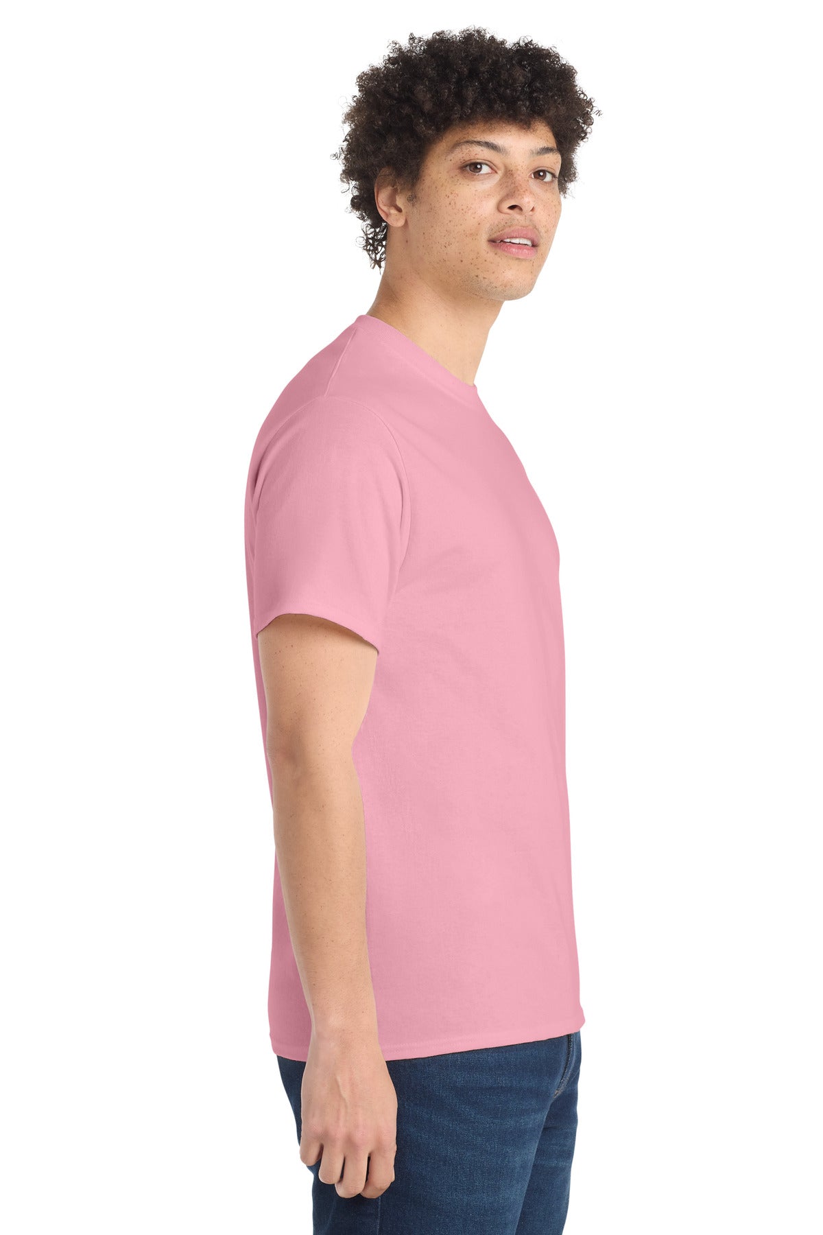 Candy Pink Port & Co Core Cotton Tee. PC54 plain