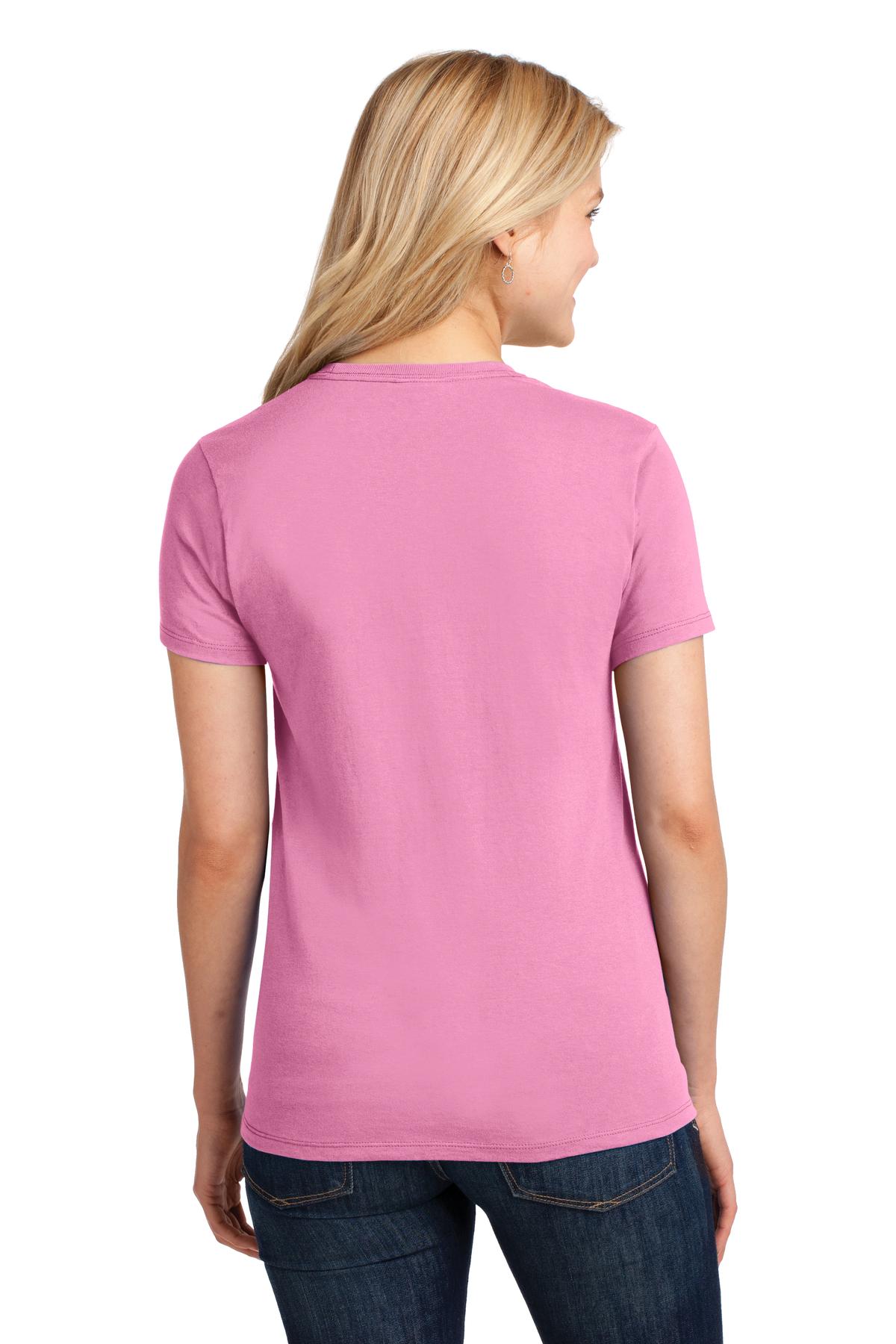 Candy Pink Port & Co Women's Core Cotton Tee. LPC54 plain