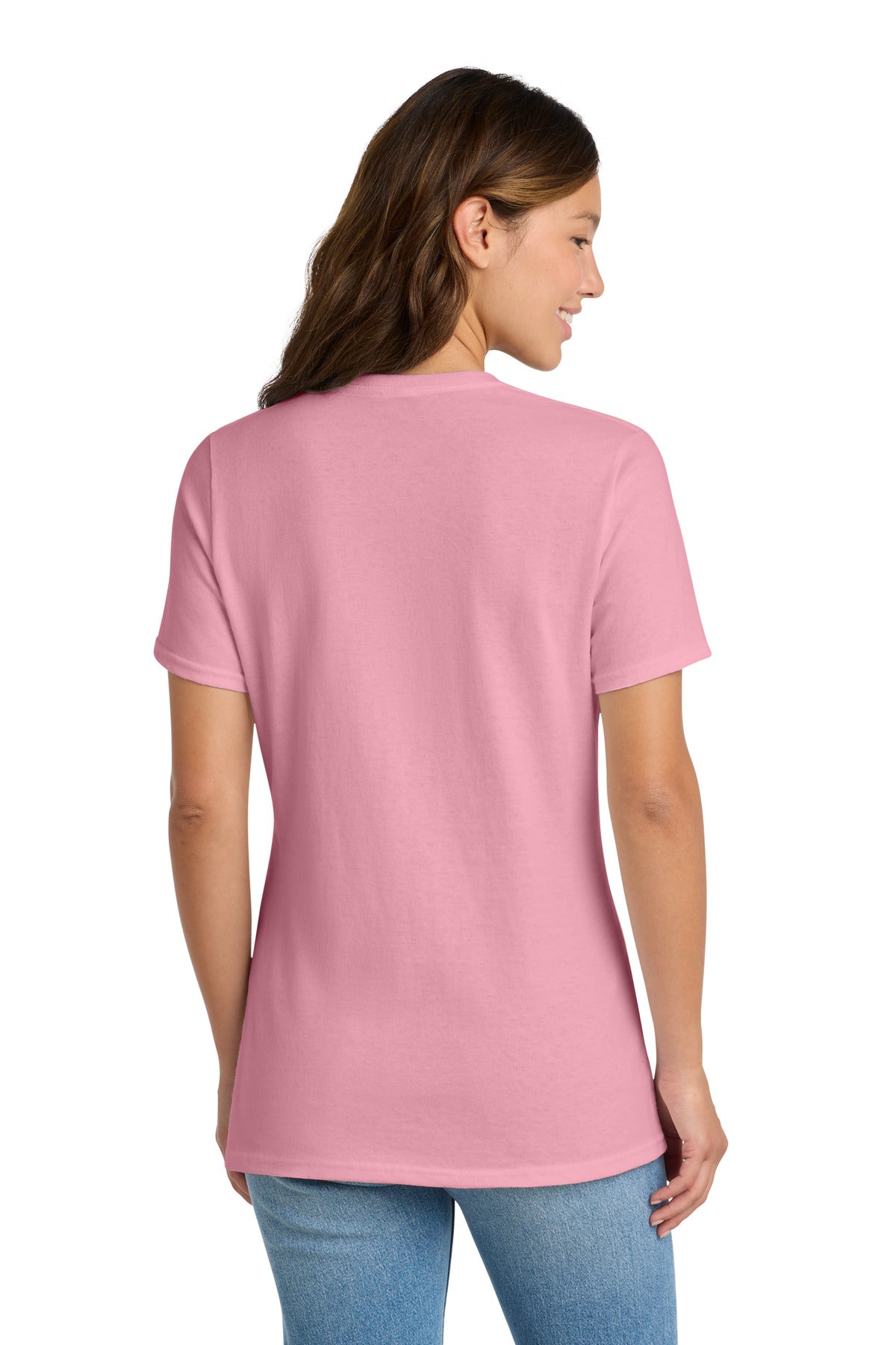Candy Pink Port & Co Women's Core Cotton Tee. LPC54 plain