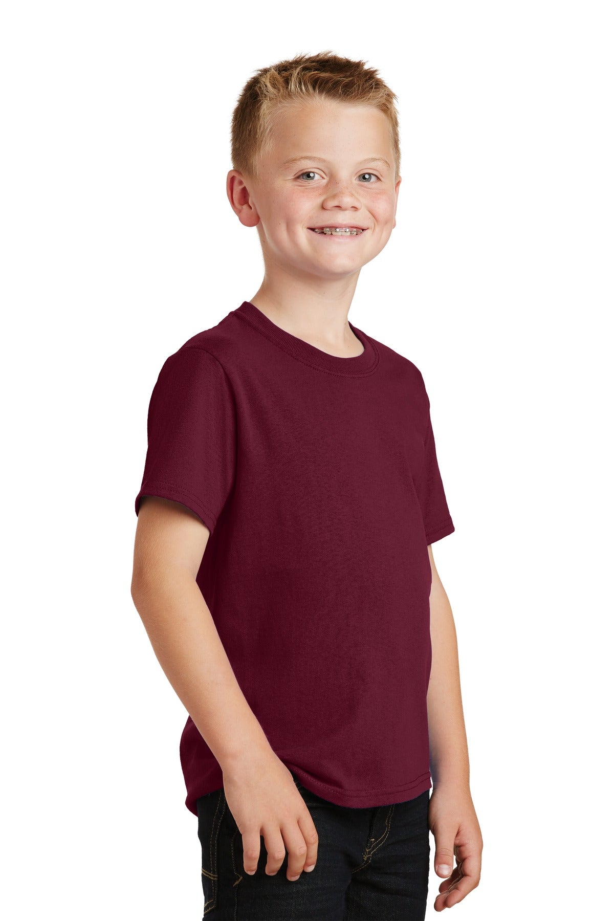 Cardinal Port & Co Youth Core Cotton Tee. PC54Y plain