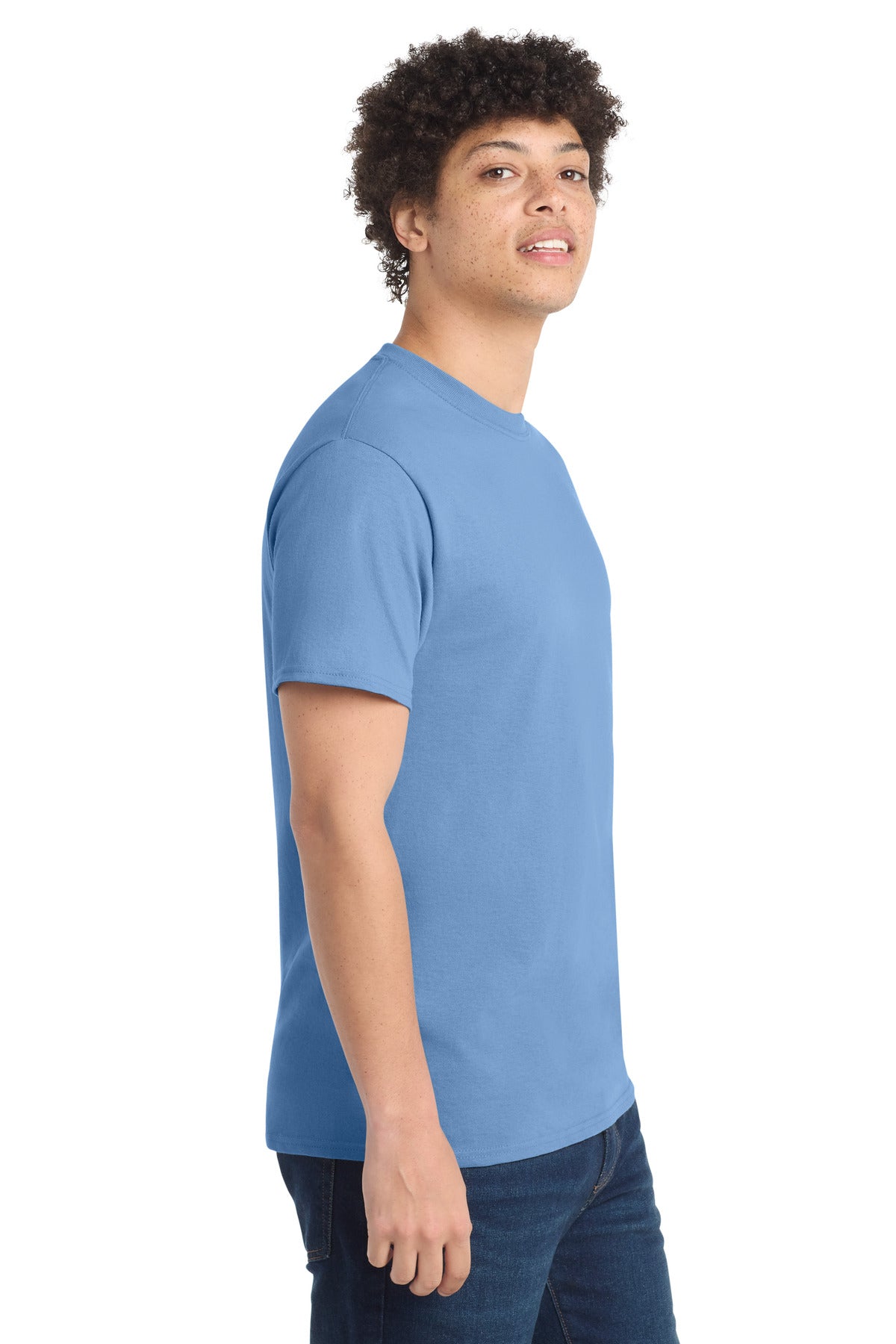 Carolina Blue Port & Co Core Cotton Tee. PC54 plain