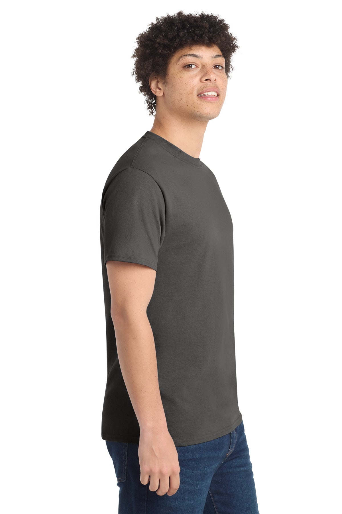 Charcoal Port & Co Core Cotton Tee. PC54 plain