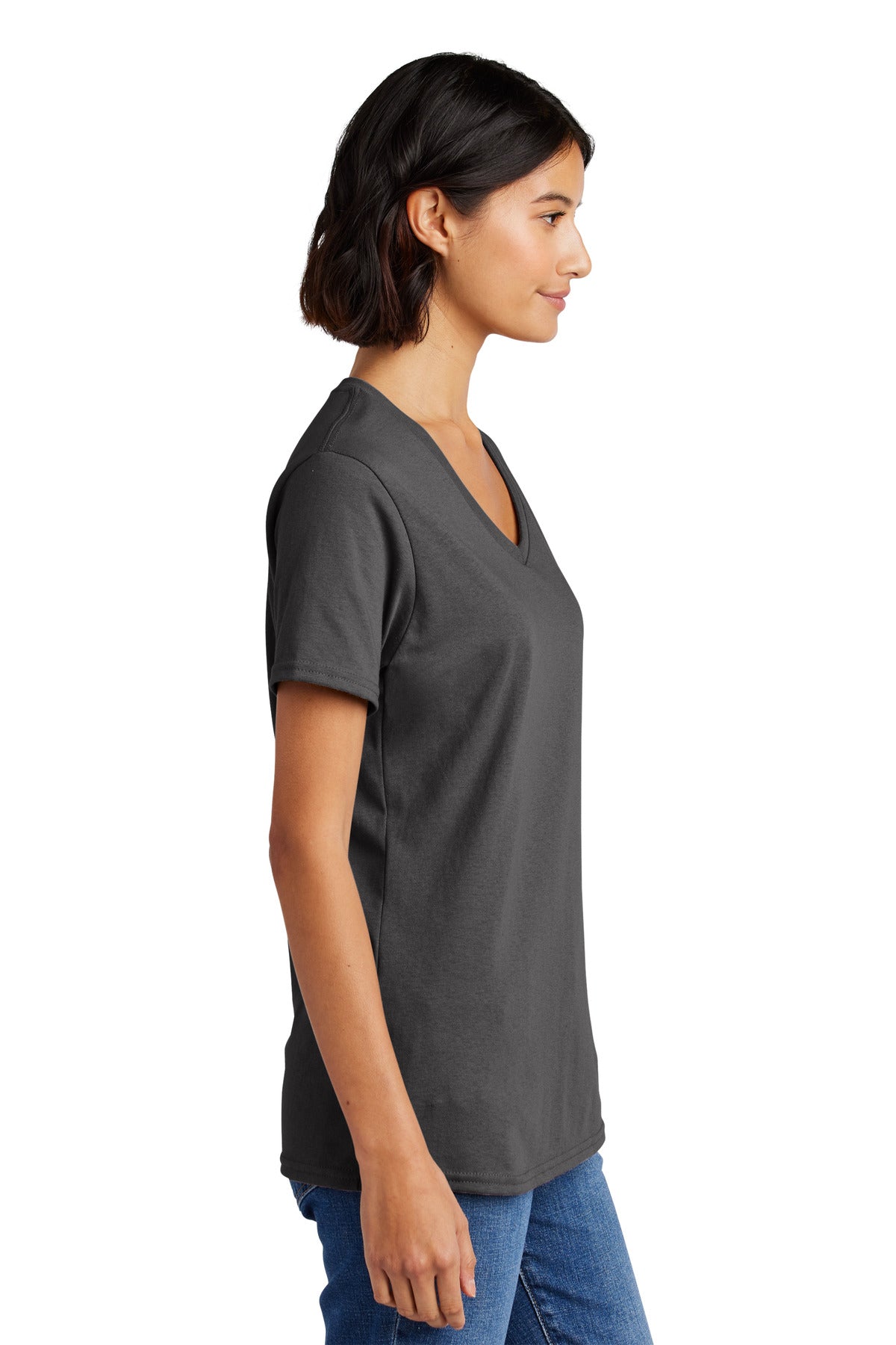 Charcoal Port & Co Women's Core Cotton V-Neck Tee. LPC54V plain