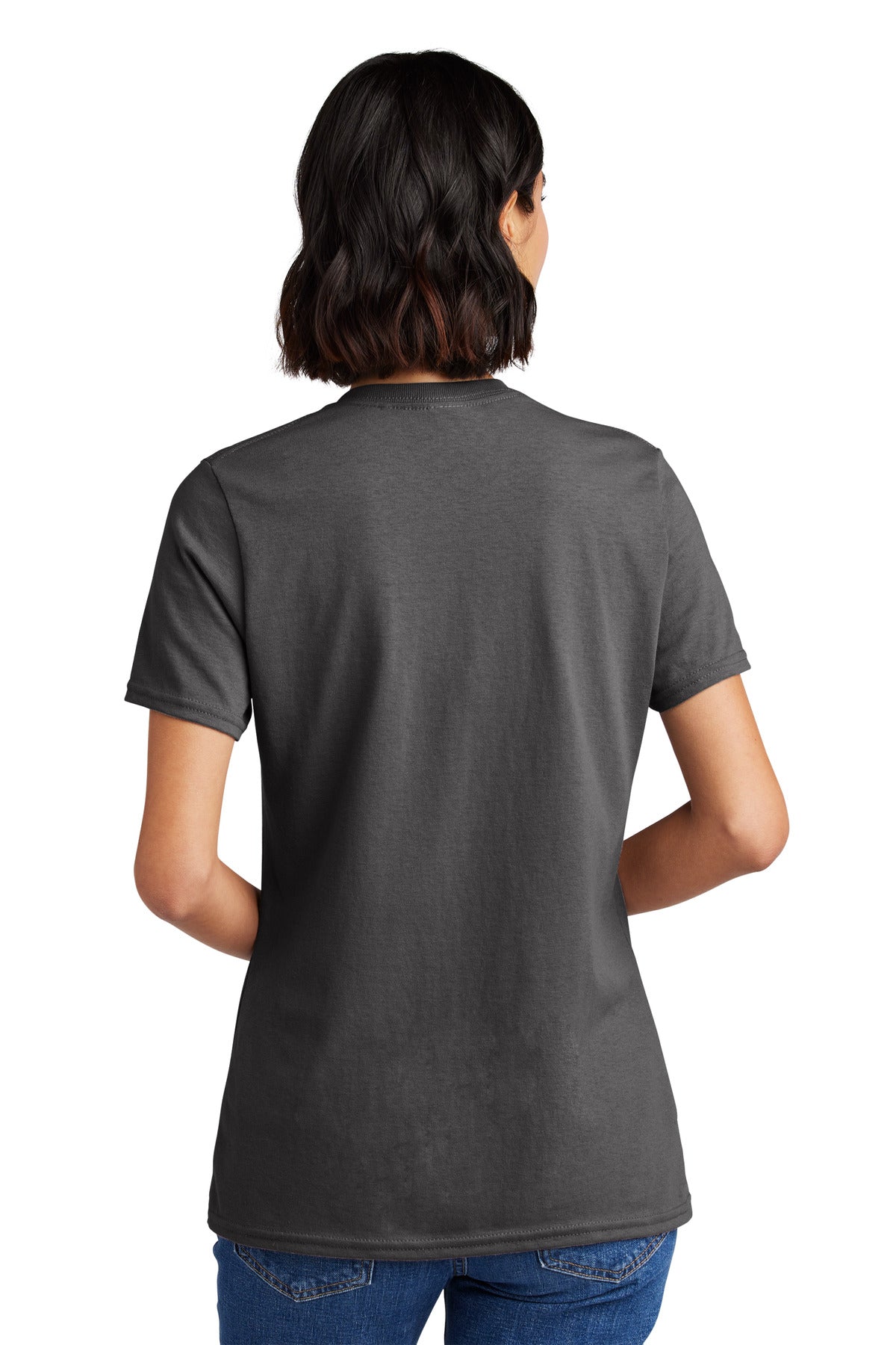 Charcoal Port & Co Women's Core Cotton V-Neck Tee. LPC54V plain
