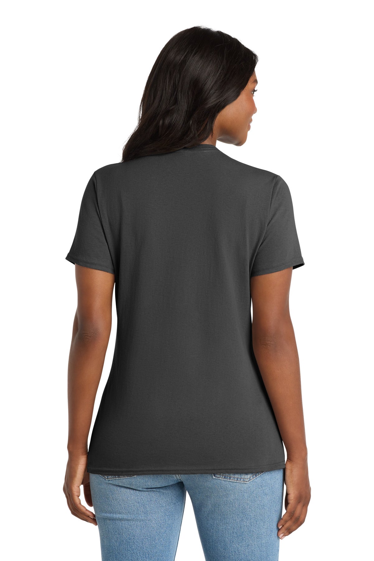 Charcoal Port & Co Women's Core Cotton V-Neck Tee. LPC54V plain