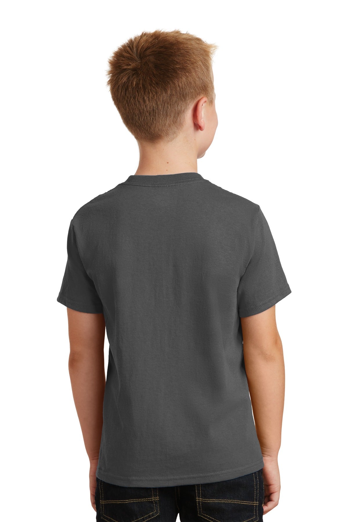 Charcoal Port & Co Youth Core Cotton Tee. PC54Y plain