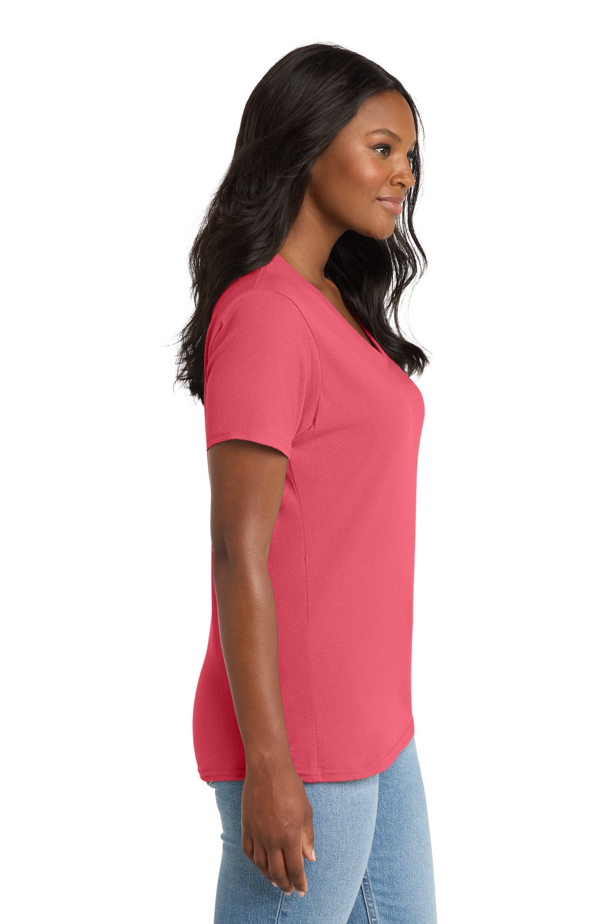 Coral Port & Co Women's Core Cotton V-Neck Tee. LPC54V plain