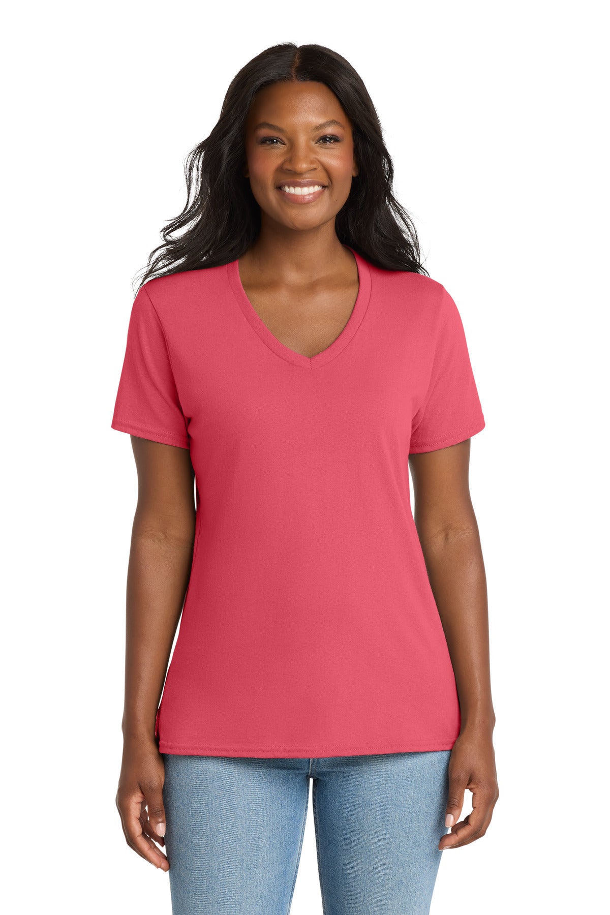 Coral Port & Co Women's Core Cotton V-Neck Tee. LPC54V plain