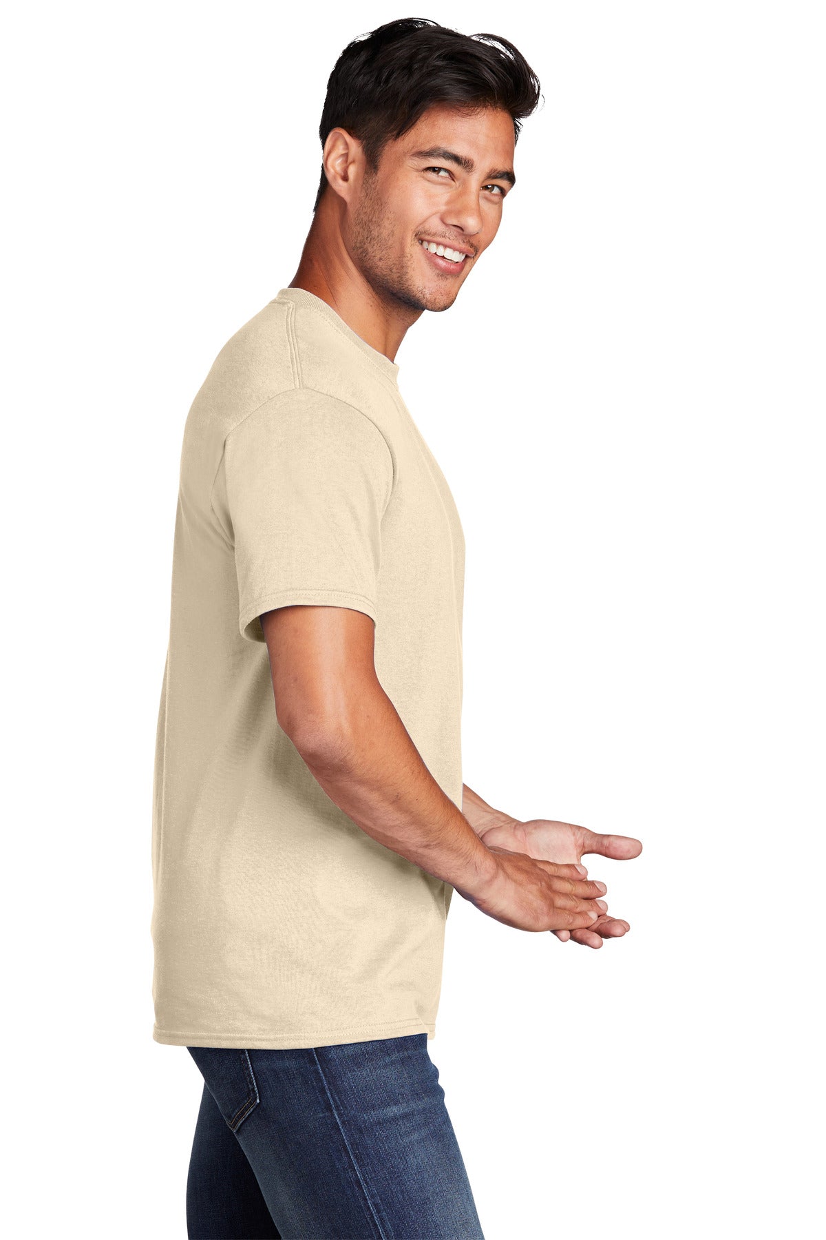 Creme Port & Co Core Cotton Tee. PC54