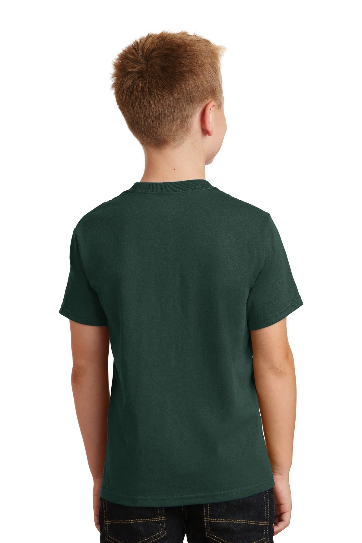 Dark Green Port & Co Youth Core Cotton Tee. PC54Y plain