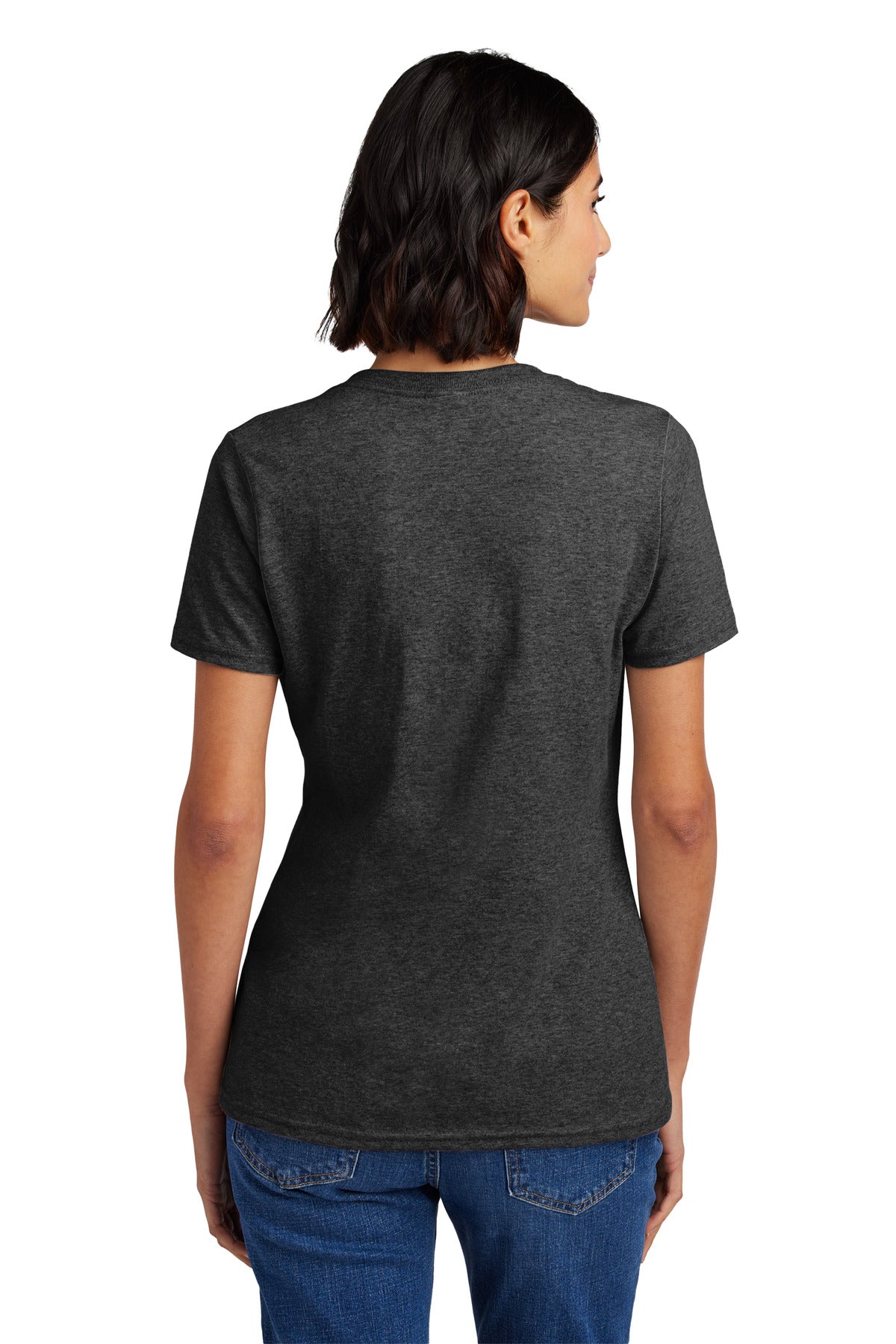 Dark Hthr Grey Port & Co Women's Core Cotton V-Neck Tee. LPC54V plain