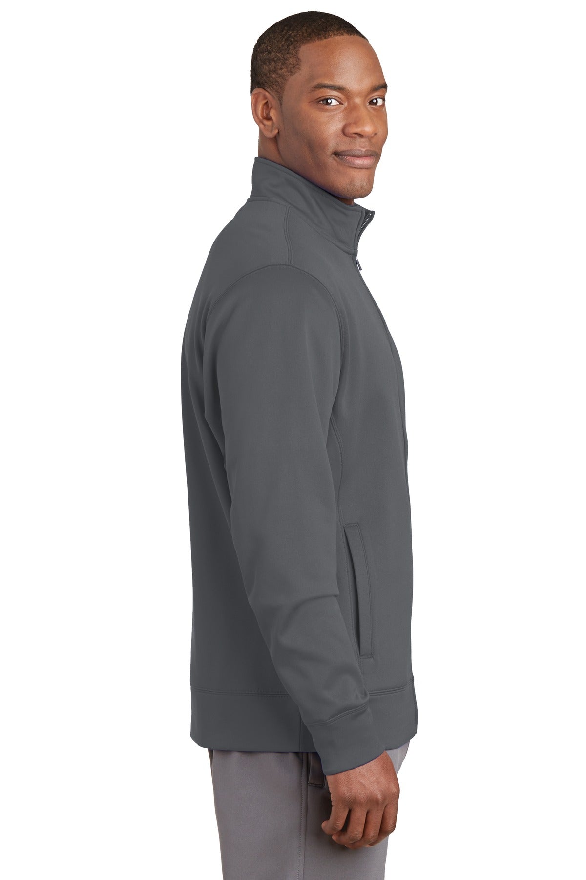 Dark Smk Grey Sport-Tek Sport-Wick Fleece Full-Zip Jacket. ST241 plain