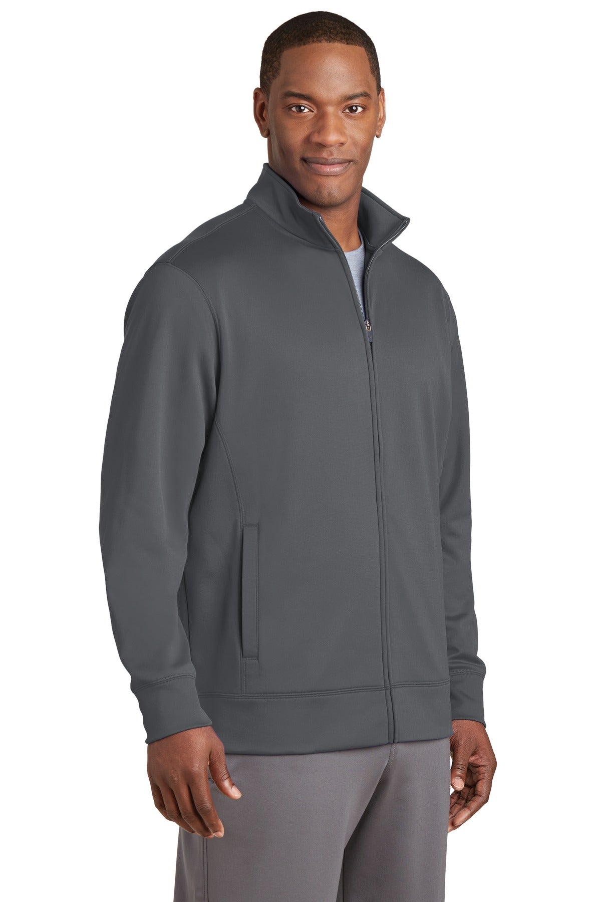 Dark Smk Grey Sport-Tek Sport-Wick Fleece Full-Zip Jacket. ST241 plain