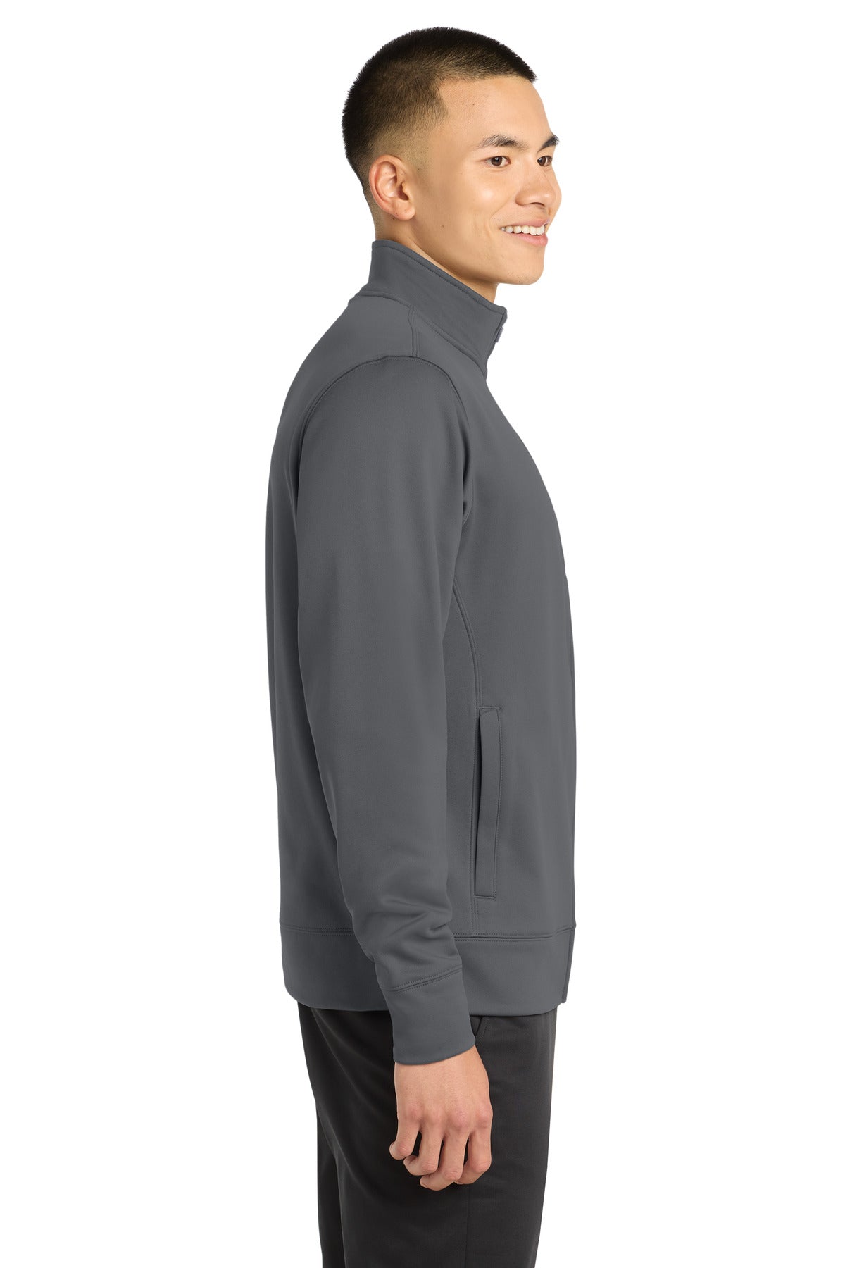 Dark Smk Grey Sport-Tek Sport-Wick Fleece Full-Zip Jacket. ST241 plain