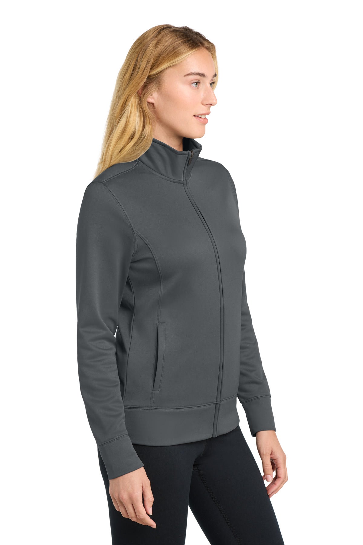 Dark Smk Grey Sport-Tek Women's Sport-Wick Fleece Full-Zip Jacket. LST241 plain