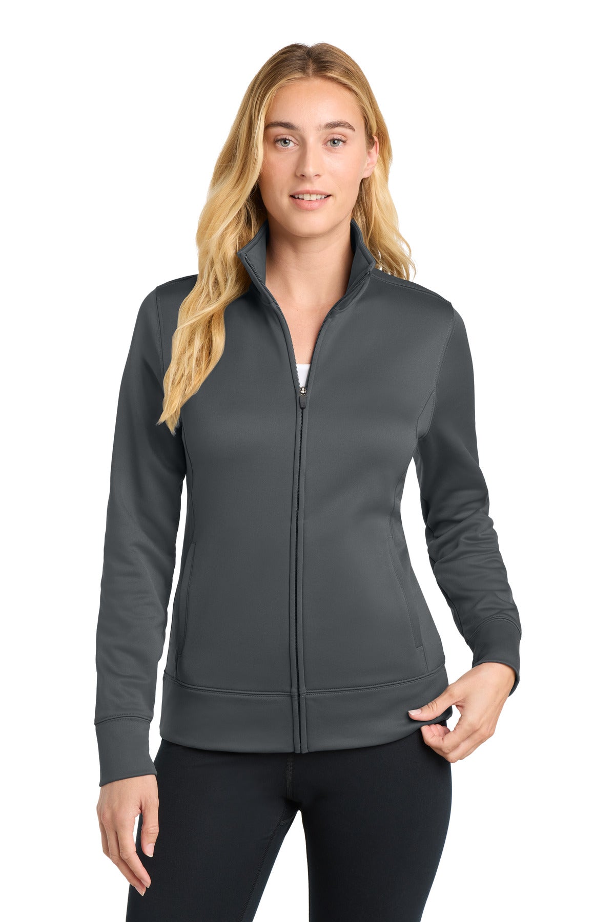 Dark Smk Grey Sport-Tek Women's Sport-Wick Fleece Full-Zip Jacket. LST241 plain
