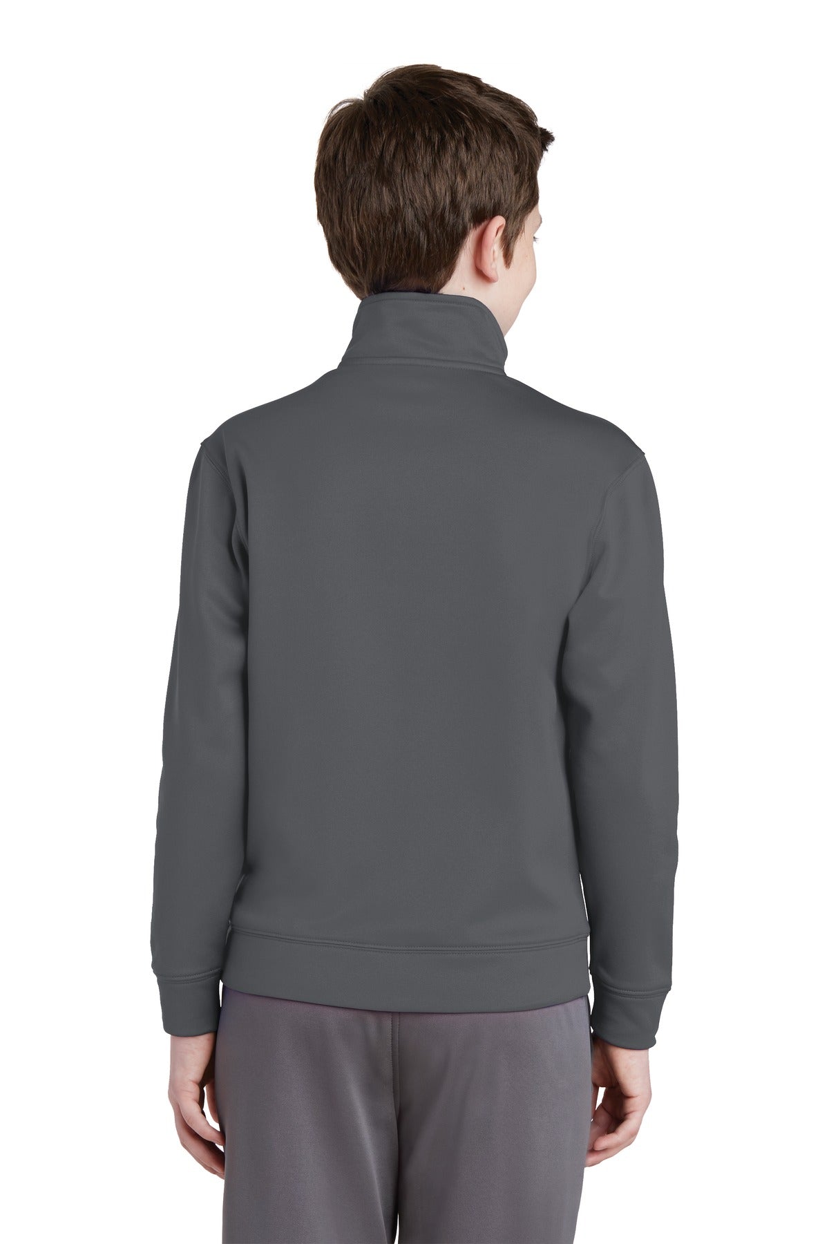 Dark Smk Grey Sport-Tek Youth Sport-Wick Fleece Full-Zip Jacket. YST241 plain