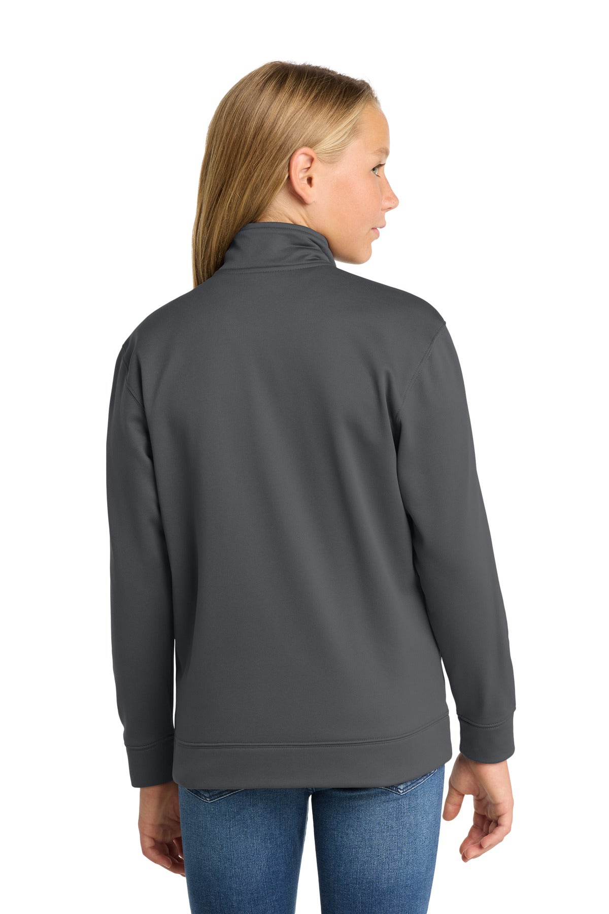 Dark Smk Grey Sport-Tek Youth Sport-Wick Fleece Full-Zip Jacket. YST241 plain