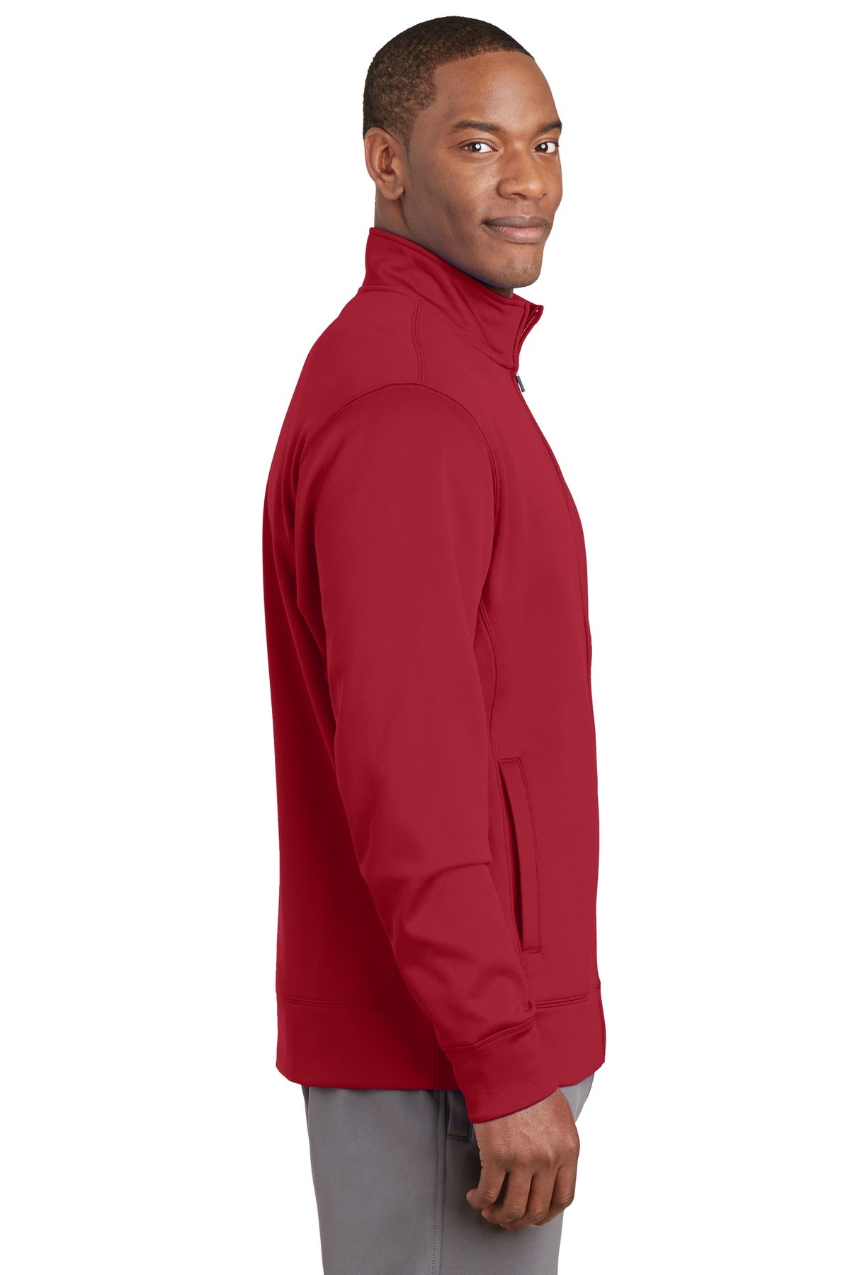Deep Red Sport-Tek Sport-Wick Fleece Full-Zip Jacket. ST241 plain