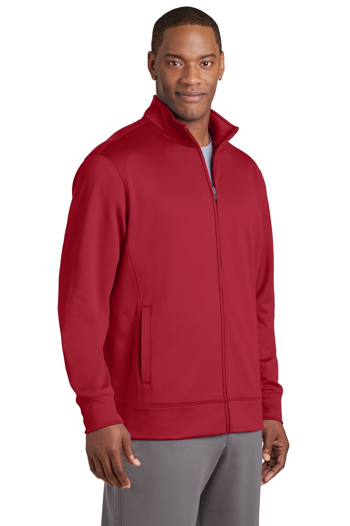Deep Red Sport-Tek Sport-Wick Fleece Full-Zip Jacket. ST241 plain