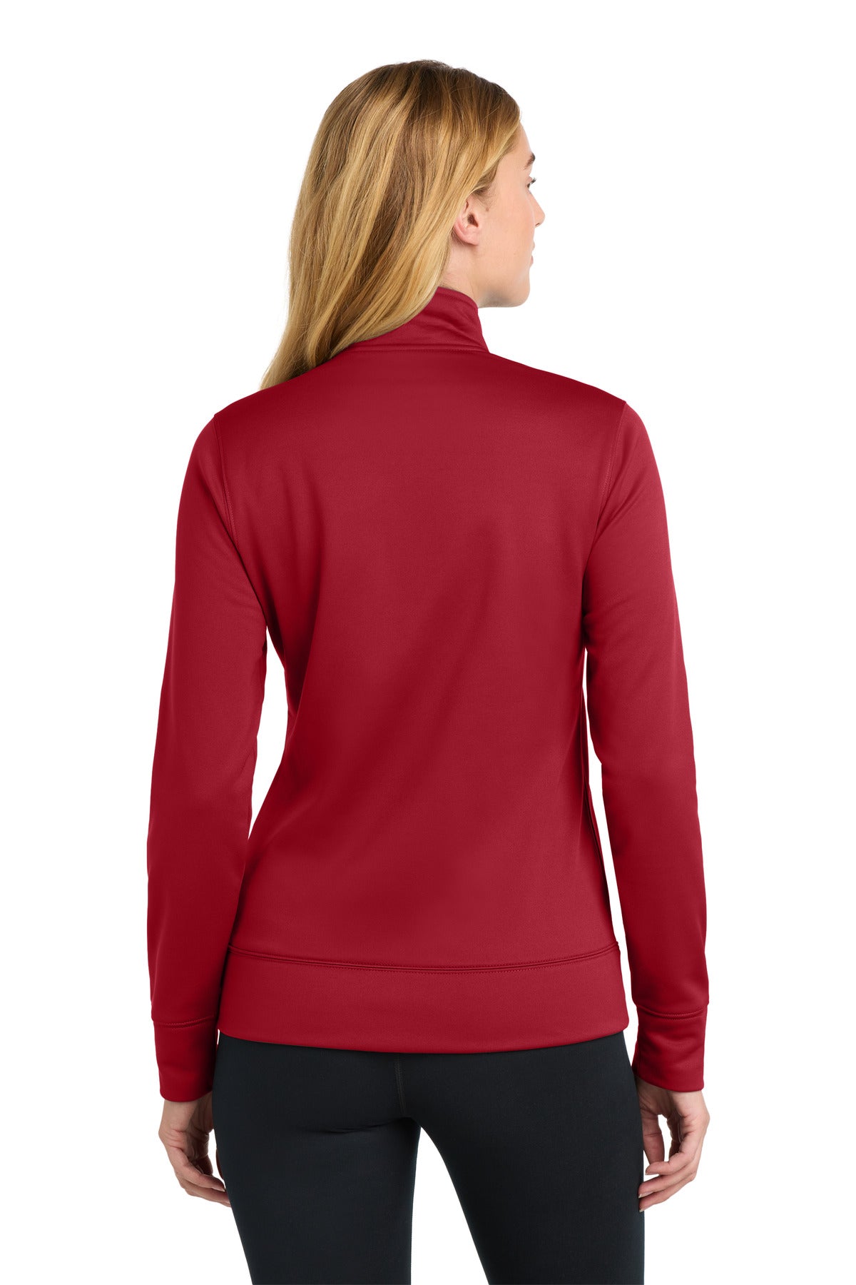 Deep Red Sport-Tek Women's Sport-Wick Fleece Full-Zip Jacket. LST241 plain