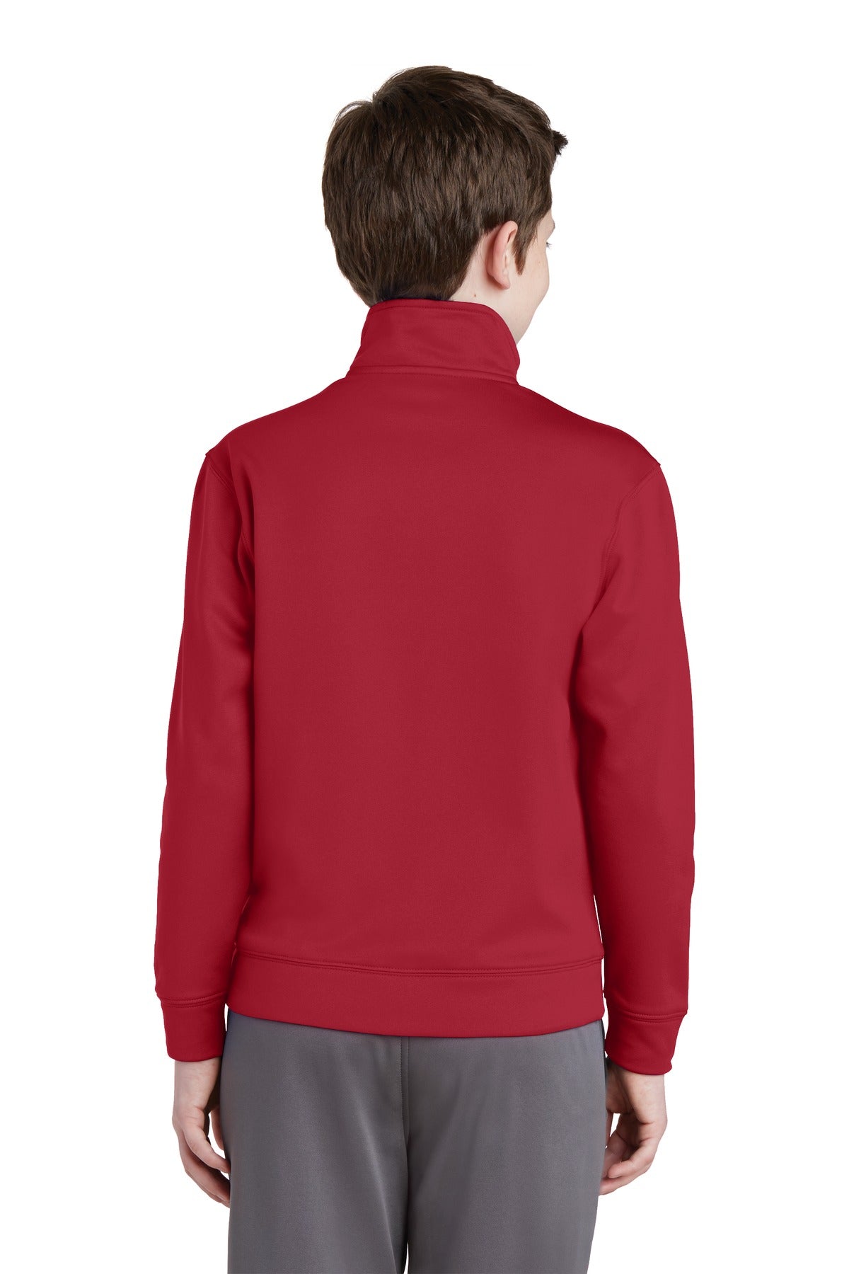 Deep Red Sport-Tek Youth Sport-Wick Fleece Full-Zip Jacket. YST241 plain