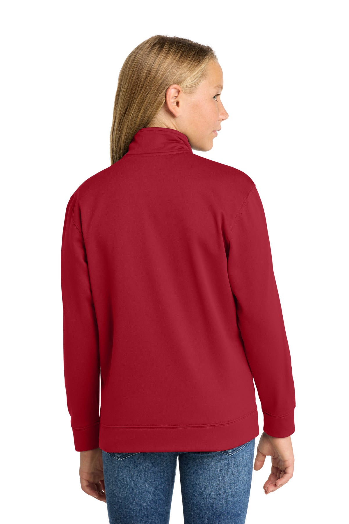 Deep Red Sport-Tek Youth Sport-Wick Fleece Full-Zip Jacket. YST241 plain