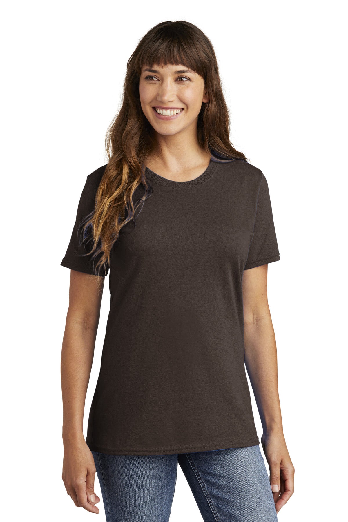 Dk Choc Brown Port & Co Women's Core Cotton Tee. LPC54 plain