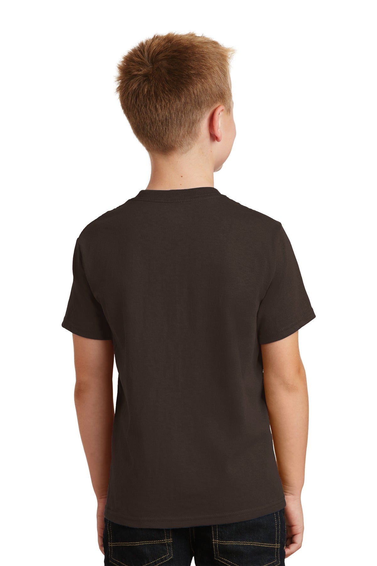 Dk Choc Brown Port & Co Youth Core Cotton Tee. PC54Y plain