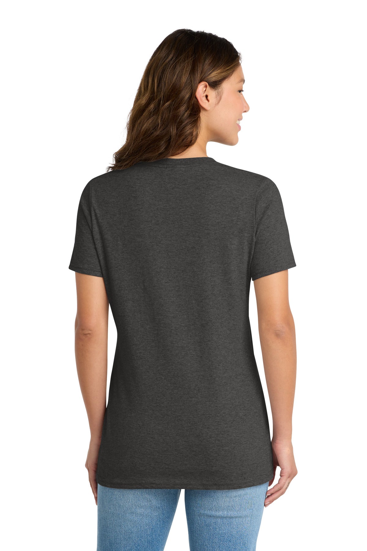 Dk Hthr Grey Port & Co Women's Core Cotton Tee. LPC54 plain