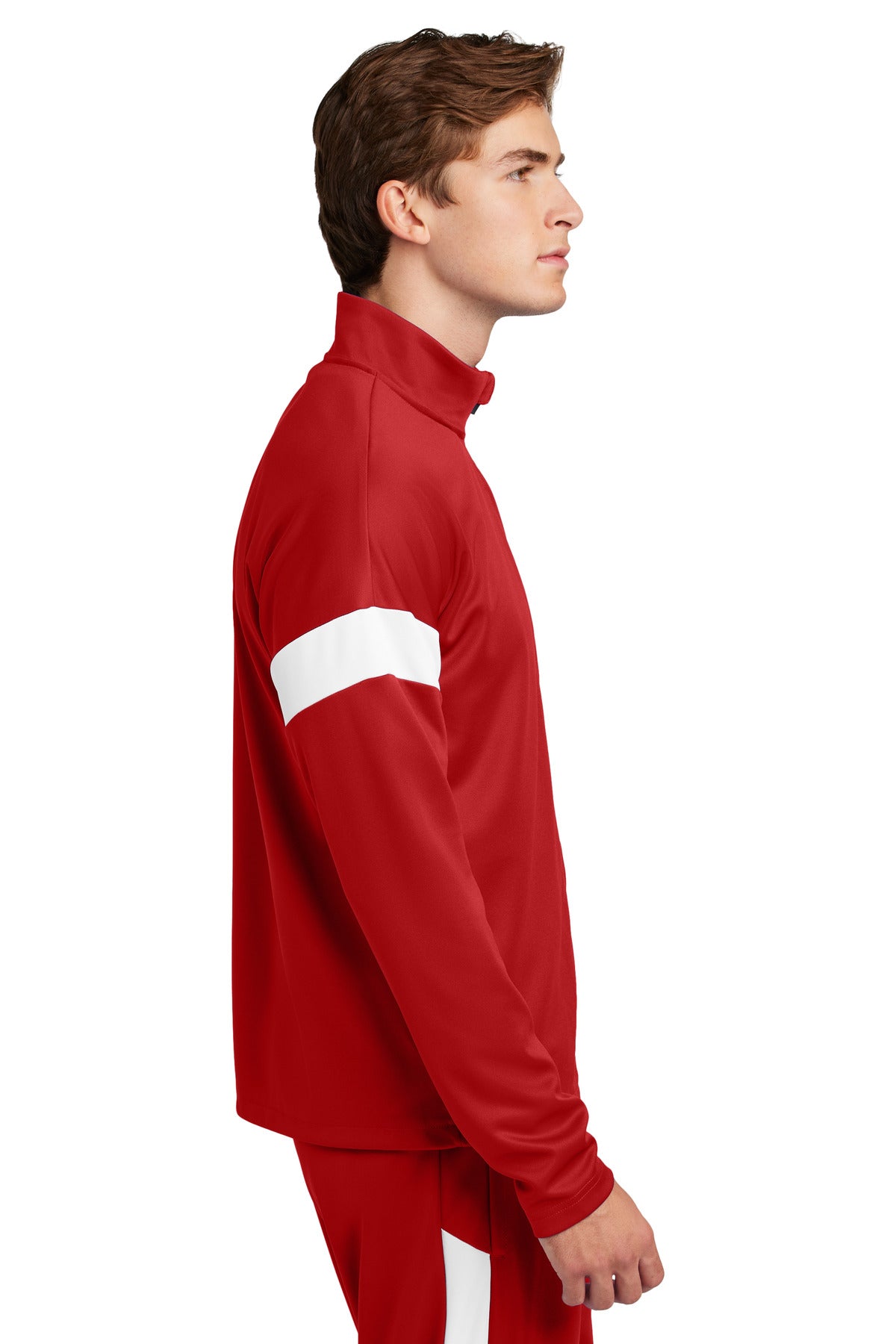 DpRd/Wht Sport-Tek Travel Full-Zip Jacket ST800 plain