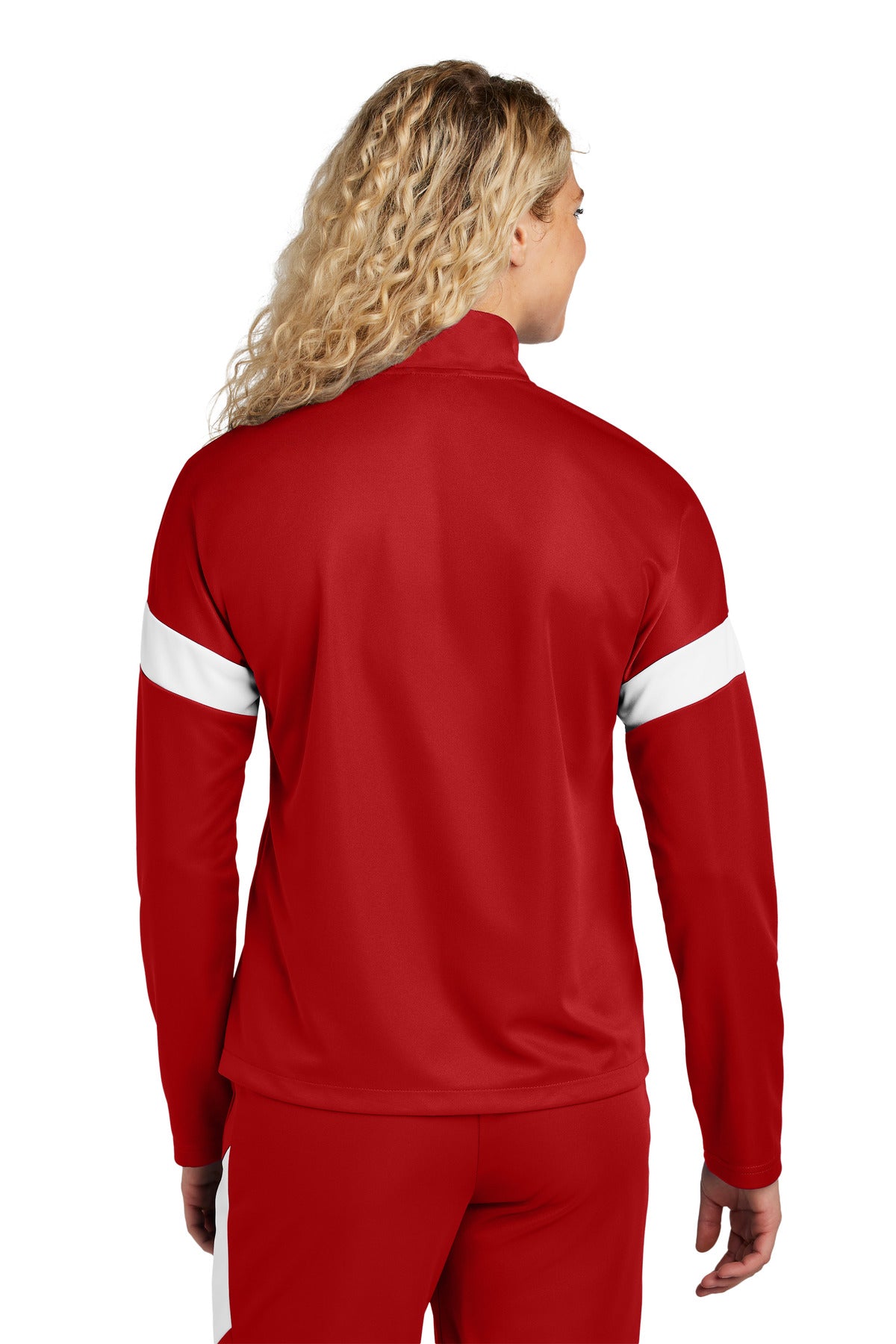 DpRd/Wht Sport-Tek Women's Travel Full-Zip Jacket LST800 plain