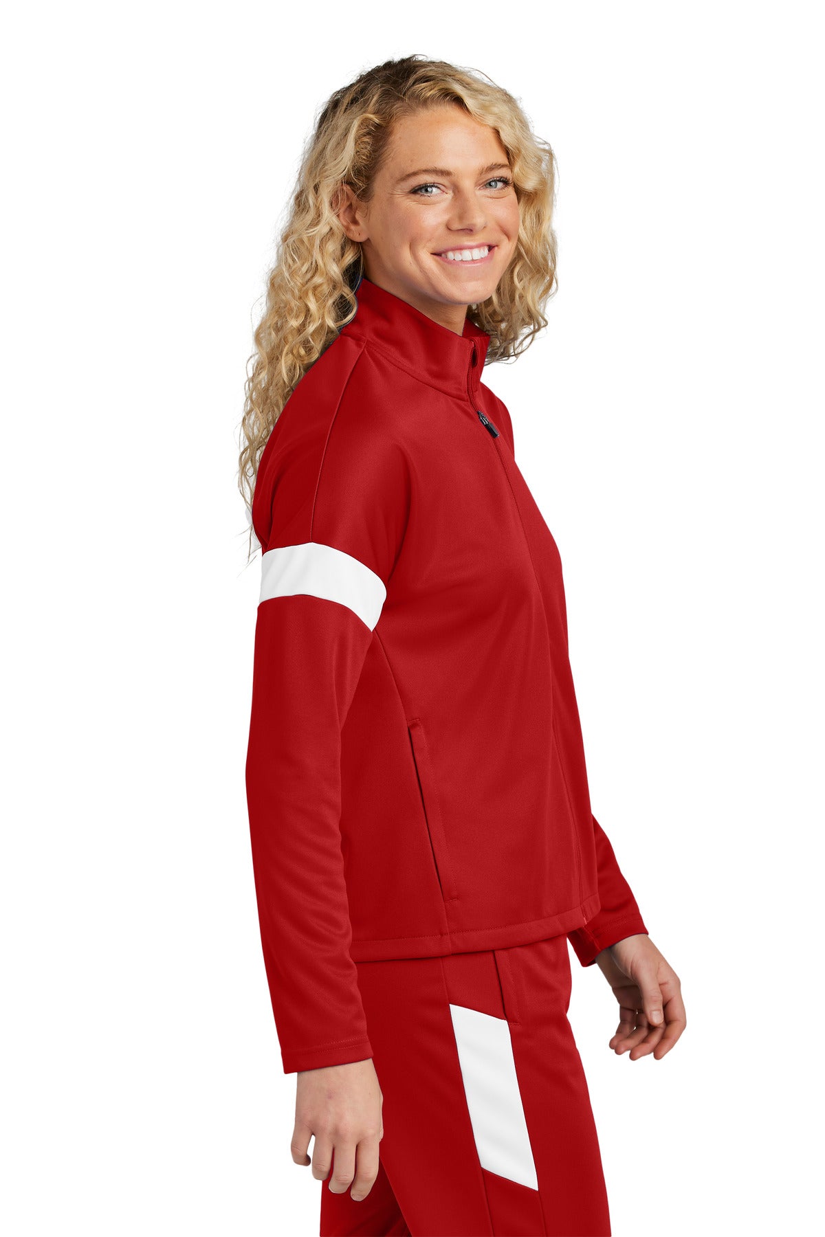 DpRd/Wht Sport-Tek Women's Travel Full-Zip Jacket LST800
