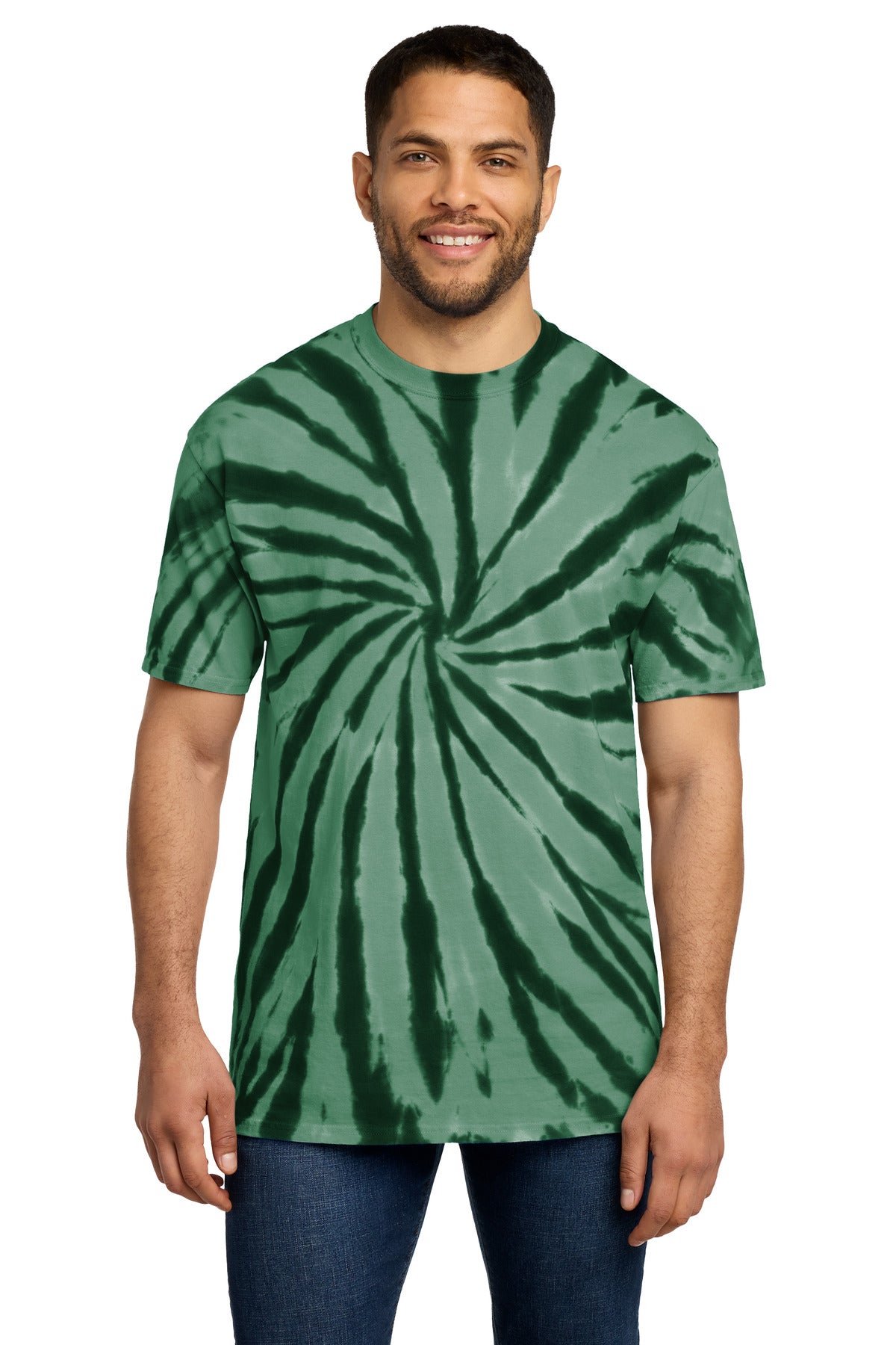 Forest Green Port & Co Tie-Dye Tee. PC147 plain