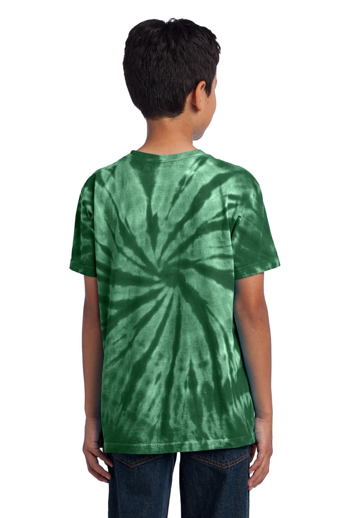 Forest Green Port & Co Youth Tie-Dye Tee. PC147Y plain
