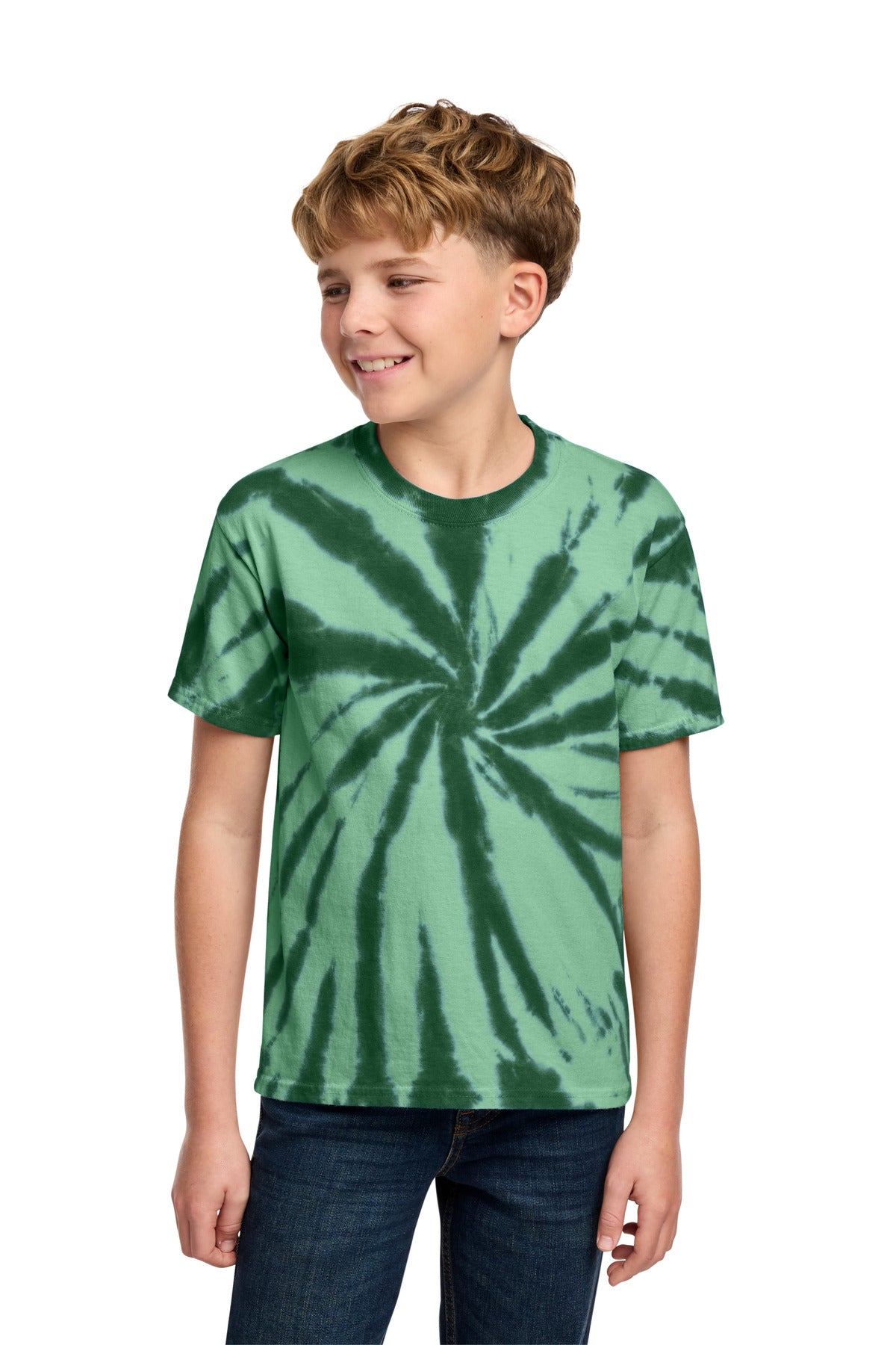 Forest Green Port & Co Youth Tie-Dye Tee. PC147Y plain