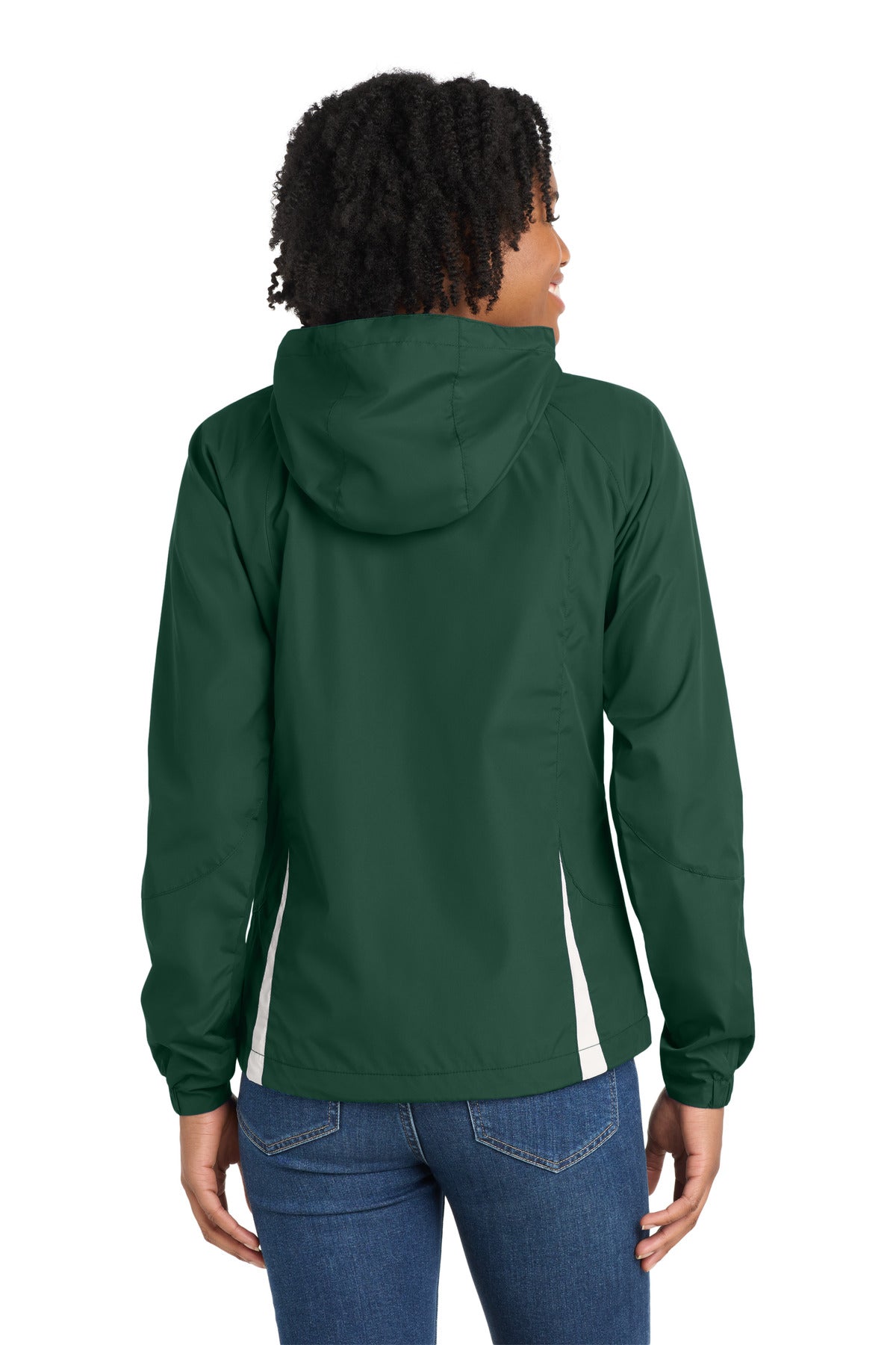 Forest Grn/Wht Sport-Tek Women's Colorblock Hooded Raglan Jacket. LST76 plain