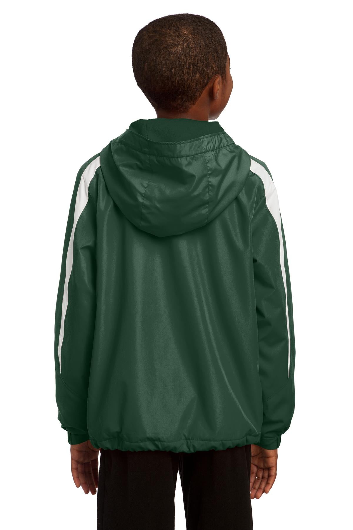 Forest Grn/Wht Sport-Tek Youth Fleece-Lined Colorblock Jacket. YST81 plain