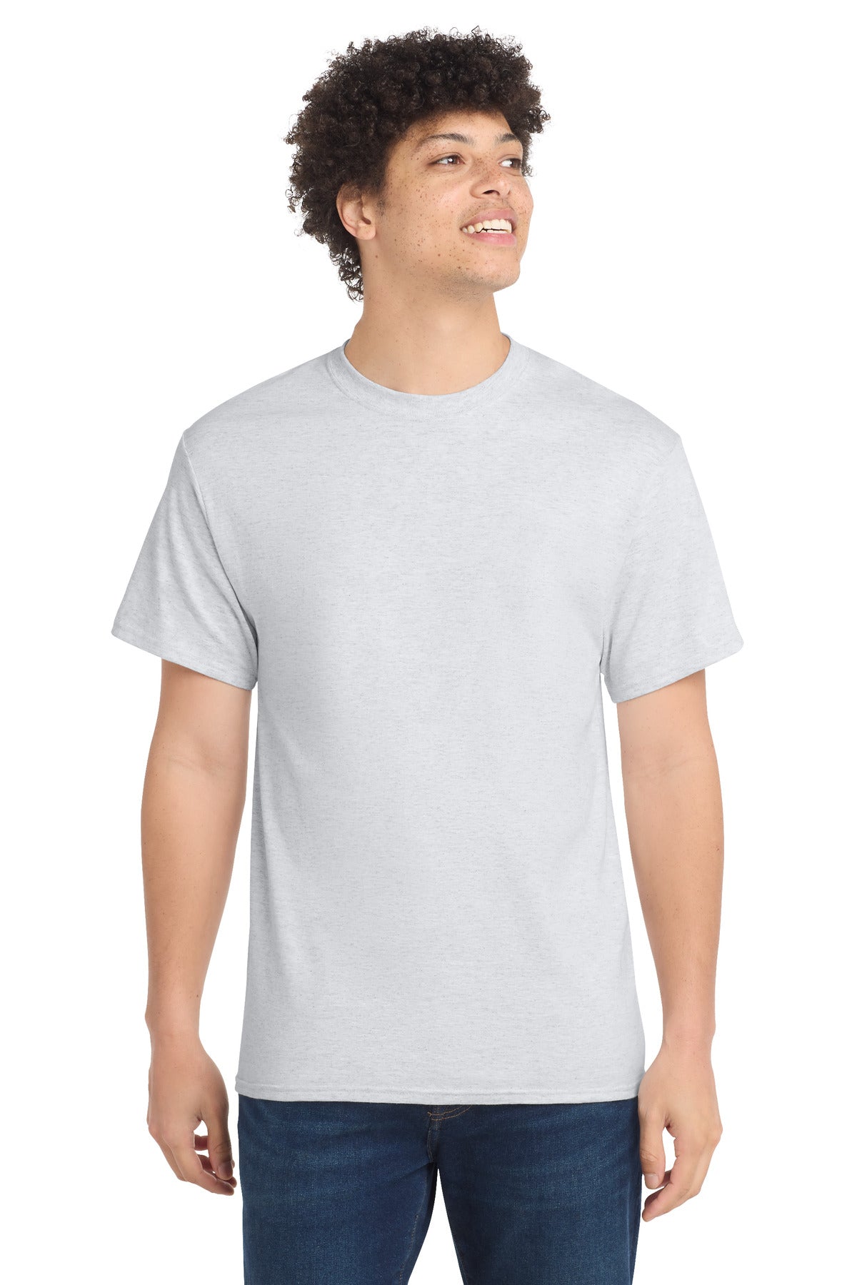 Front View of Ash Port & Co Core Cotton Tee. PC54 plain