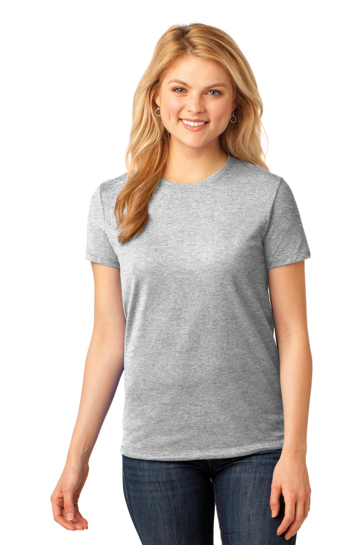 Front View of Ash Port & Co Women's Core Cotton Tee. LPC54 plain