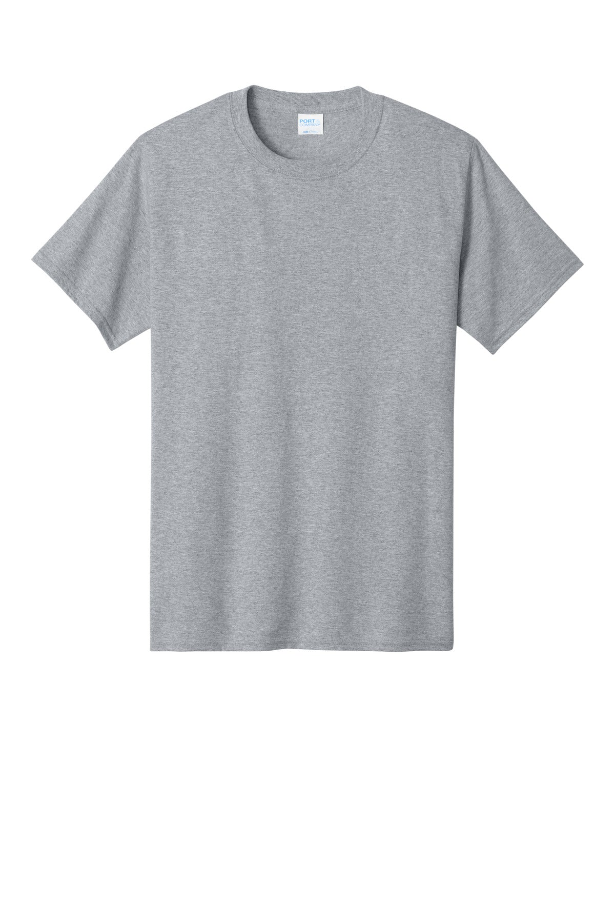 Front View of Ath Heather Port & Co Core Cotton Tee. PC54 plain