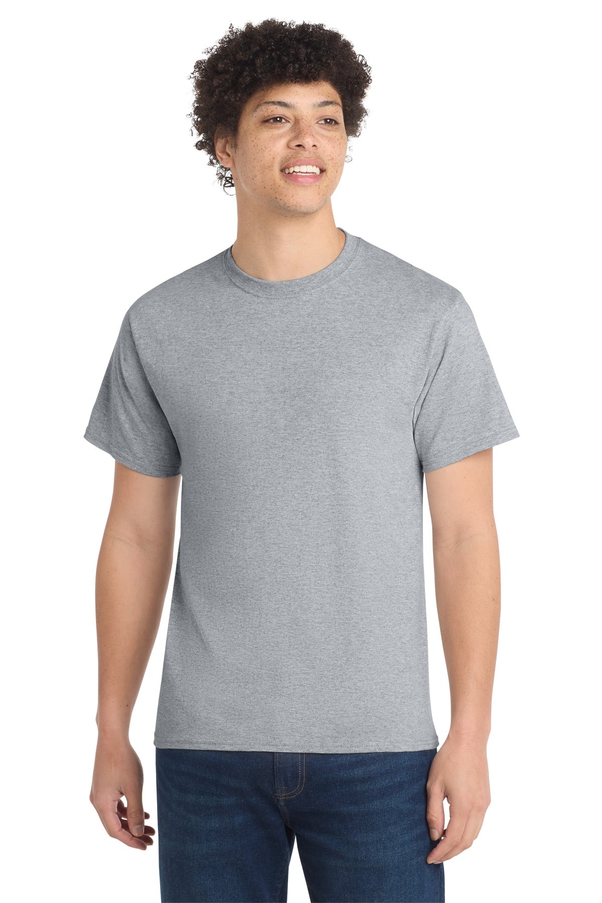 Front View of Ath Heather Port & Co Core Cotton Tee. PC54 plain