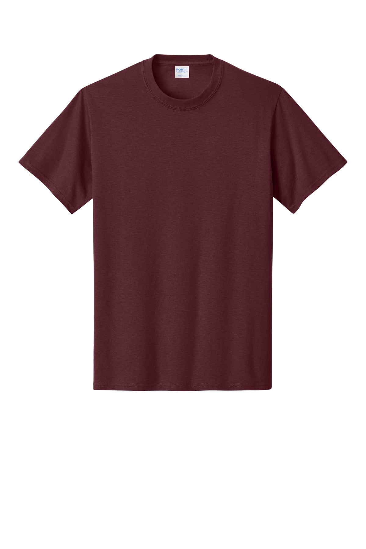 Front View of Ath Maroon Port & Co Core Cotton Tee. PC54 plain