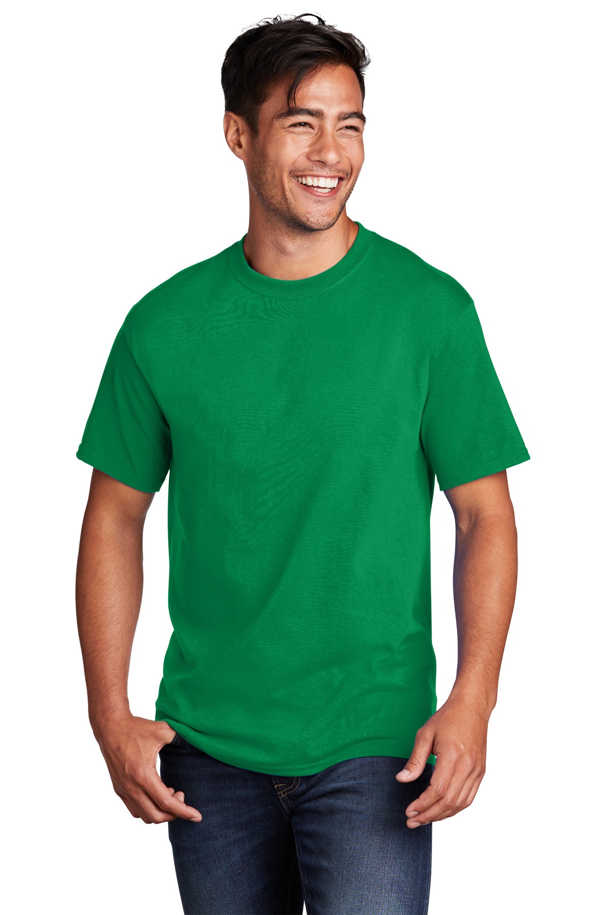 Front View of AthKlly Port & Co Core Cotton Tee. PC54 plain