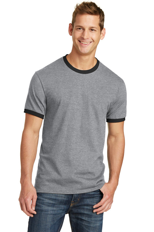 Front View of Athl He/Jet Bk Port & Co Core Cotton Ringer Tee. PC54R plain