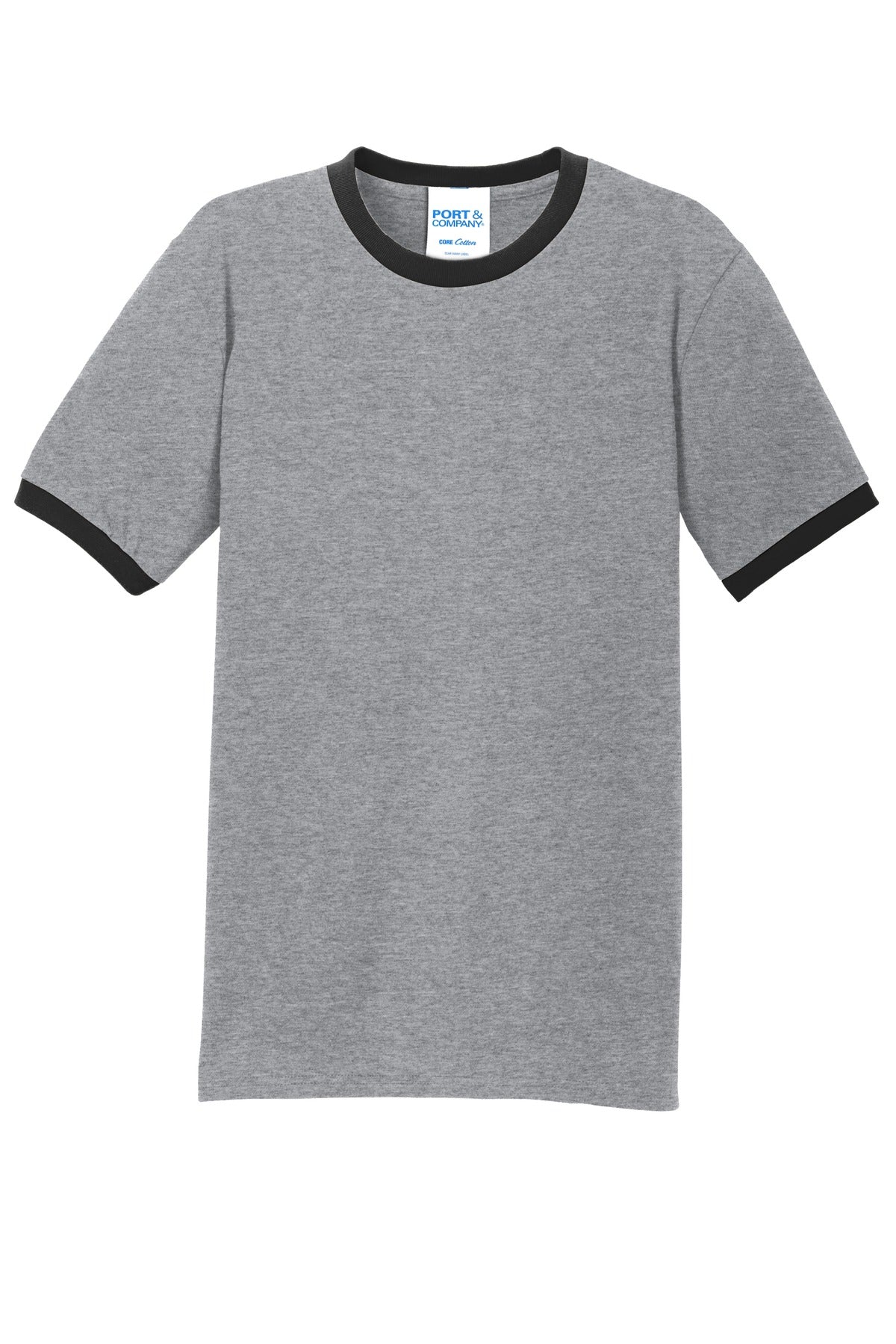 Front View of Athl He/Jet Bk Port & Co Core Cotton Ringer Tee. PC54R plain