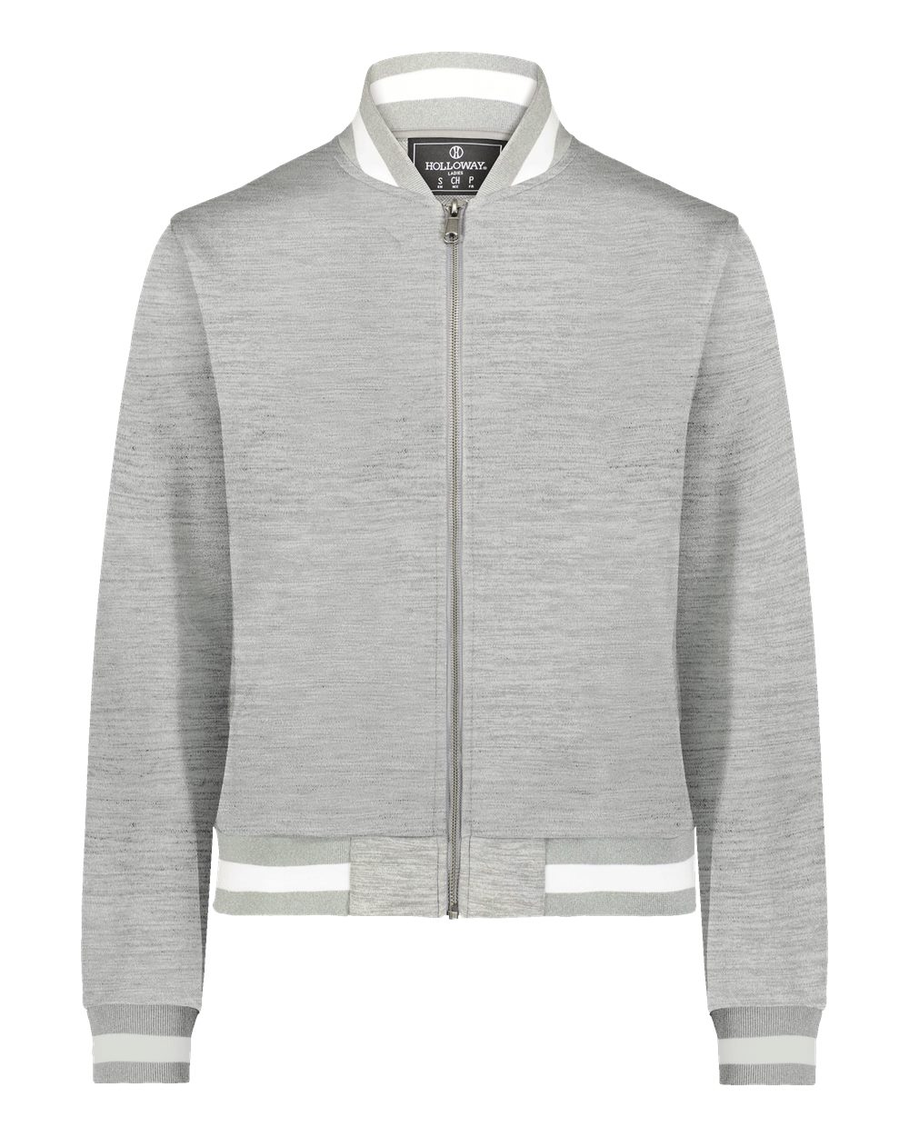 Front View of Athletic Heather/ White Women's V-Street Full-Zip Jacket - 223747 plain