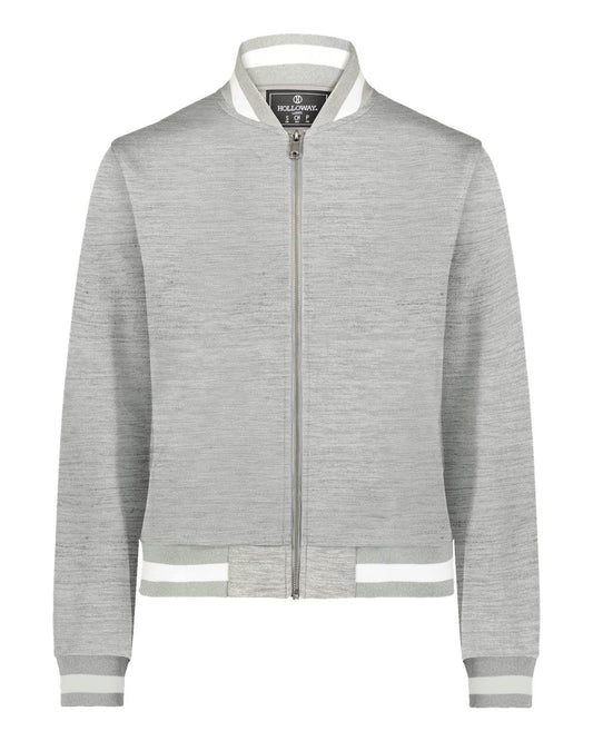 Front View of Athletic Heather/ White Women's V-Street Full-Zip Jacket - 223747 plain