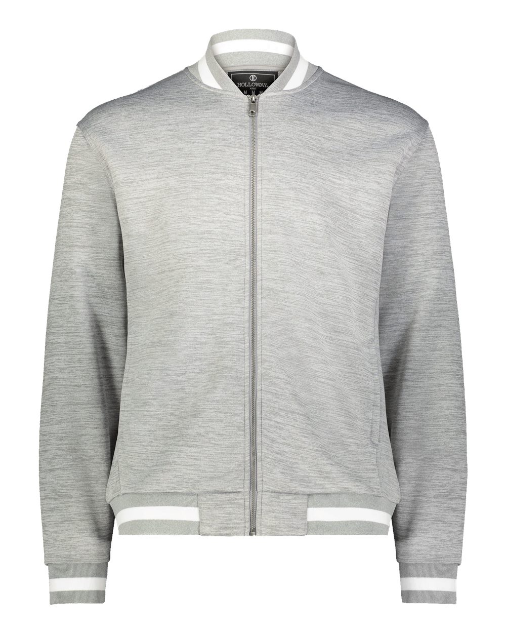 Front View of Athletic Heather/ White Youth V-Street Full-Zip Jacket - 223647 plain