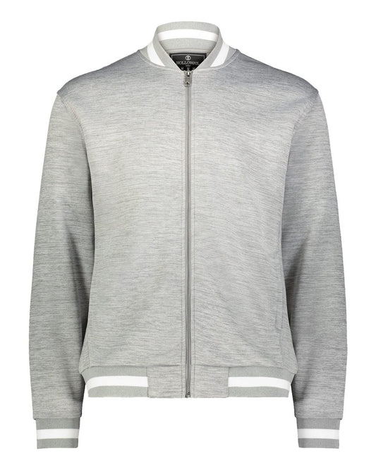 Front View of Athletic Heather/ White Youth V-Street Full-Zip Jacket - 223647 plain